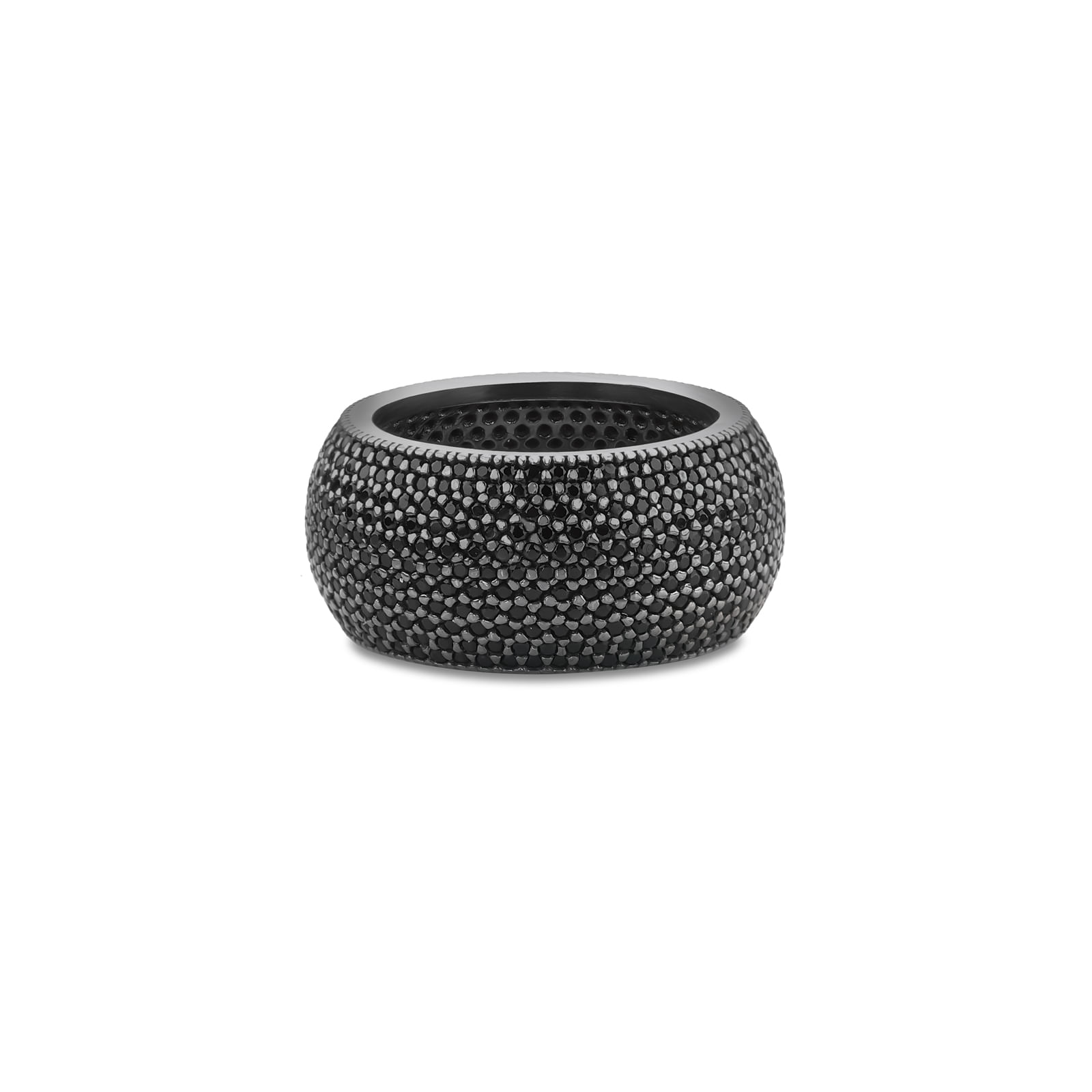 Anel Life Essential em Prata 925 com Banho de Ródio Negro e Pedras Incolores