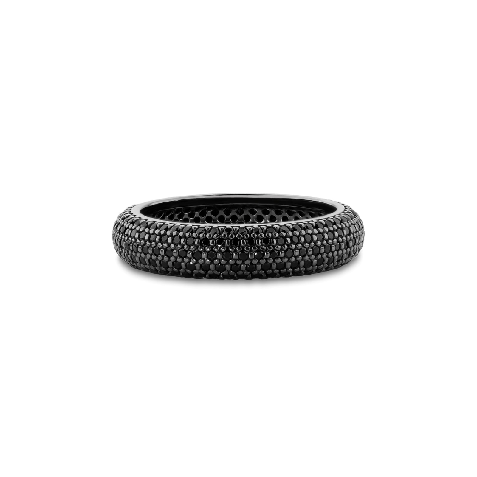 Anel Life Essential em Prata 925 com Banho de Ródio Negro e Pedras Incolores
