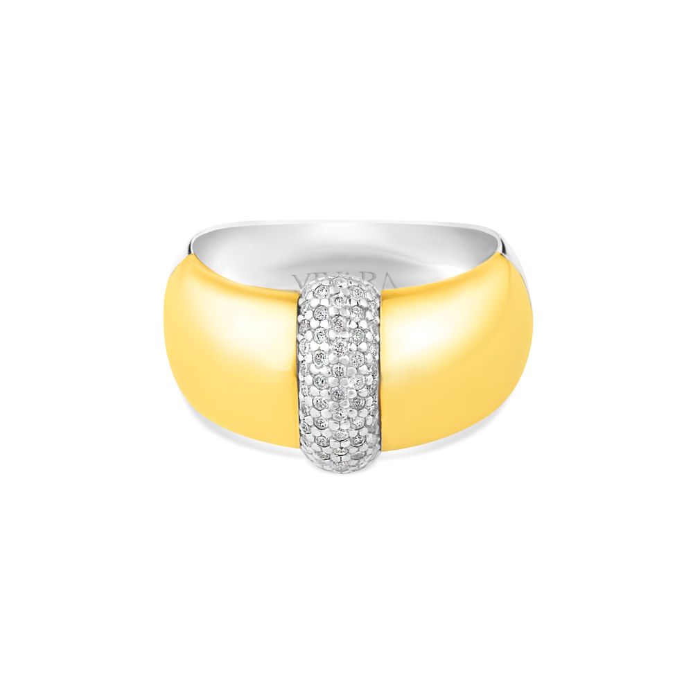 Anel Santorini em Prata 925 e Ouro Amarelo 18k com Diamantes 0,26 ct