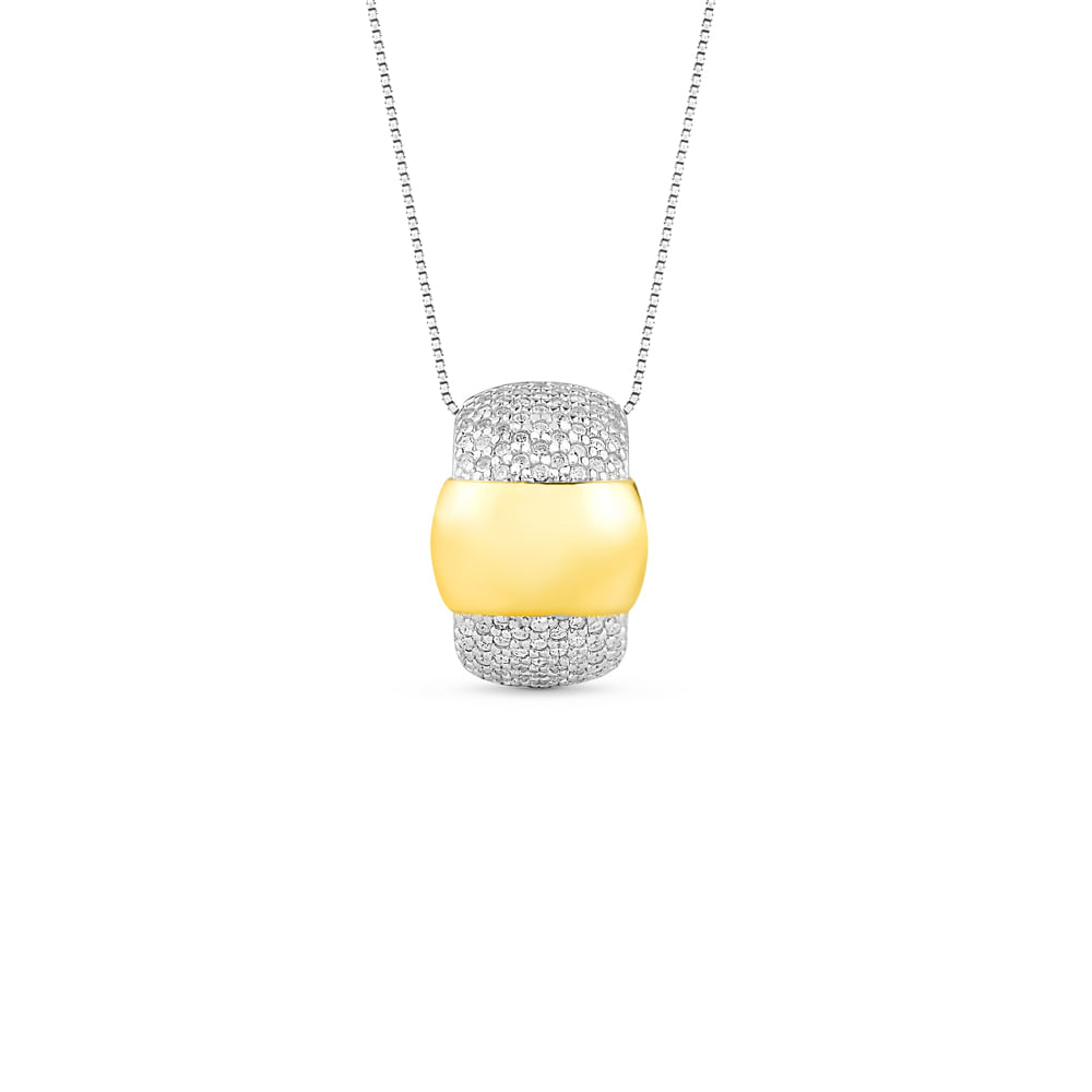 Pingente Santorini em em Prata 925 e Ouro Amarelo 18k com Diamantes 0,43 ct