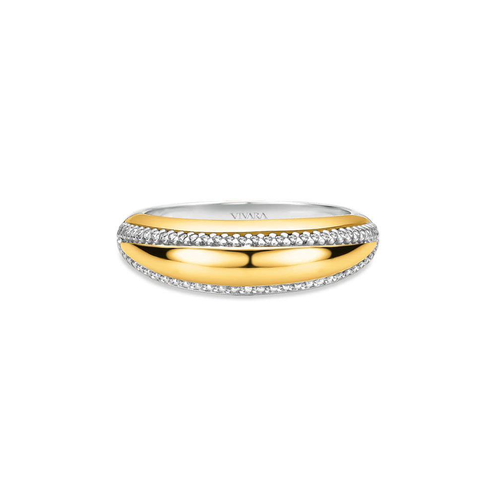 Anel Mykonos em Prata 925 e Ouro Amarelo 18k com Diamantes 0,22 ct