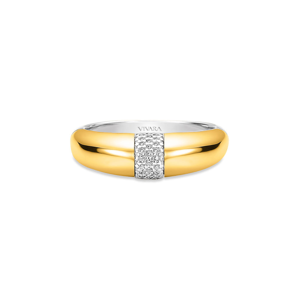 Anel Mykonos em Prata 925 e Ouro Amarelo 18k com Diamantes 0,10 ct
