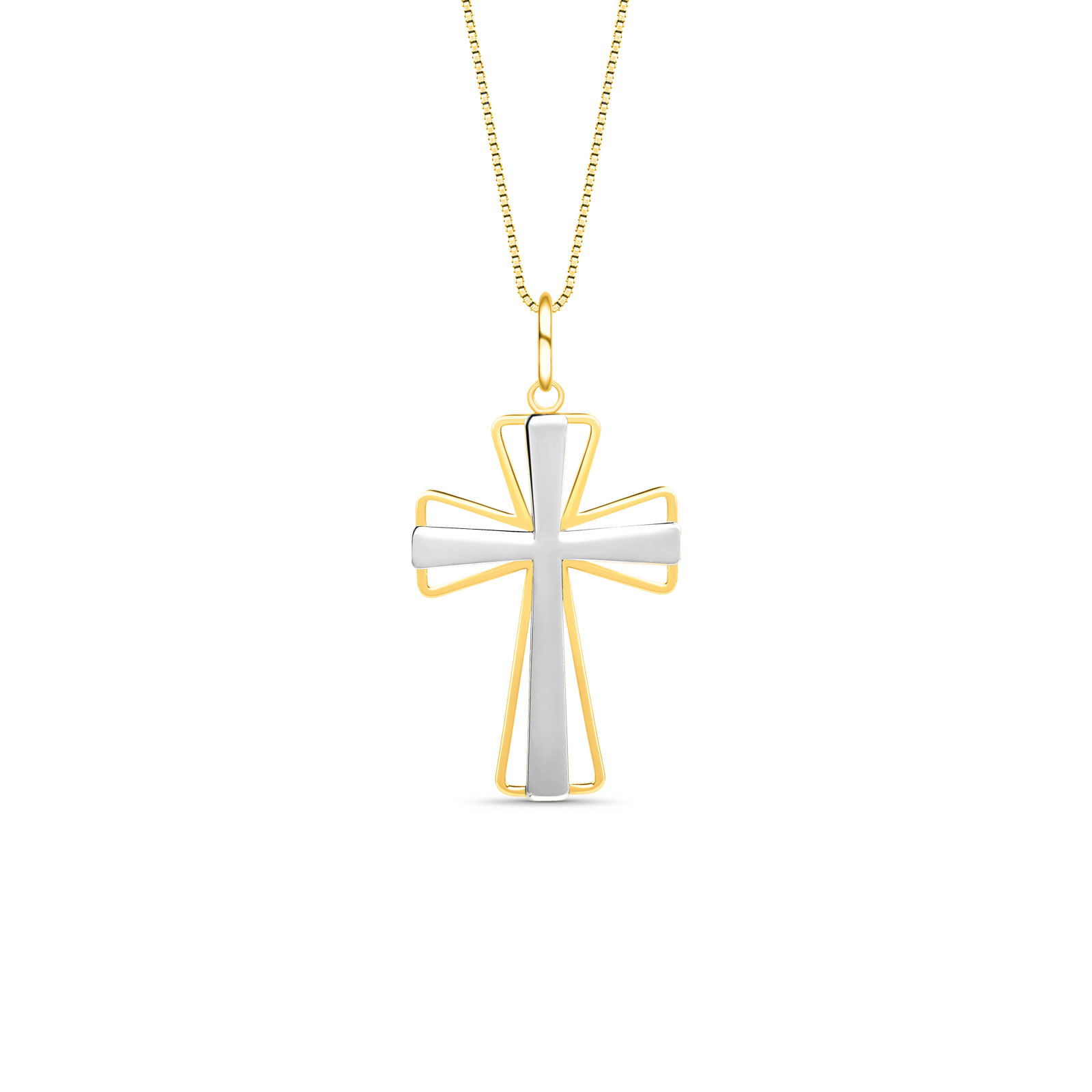 Pingente Medalha Crucifixo em Ouro Amarelo 18k