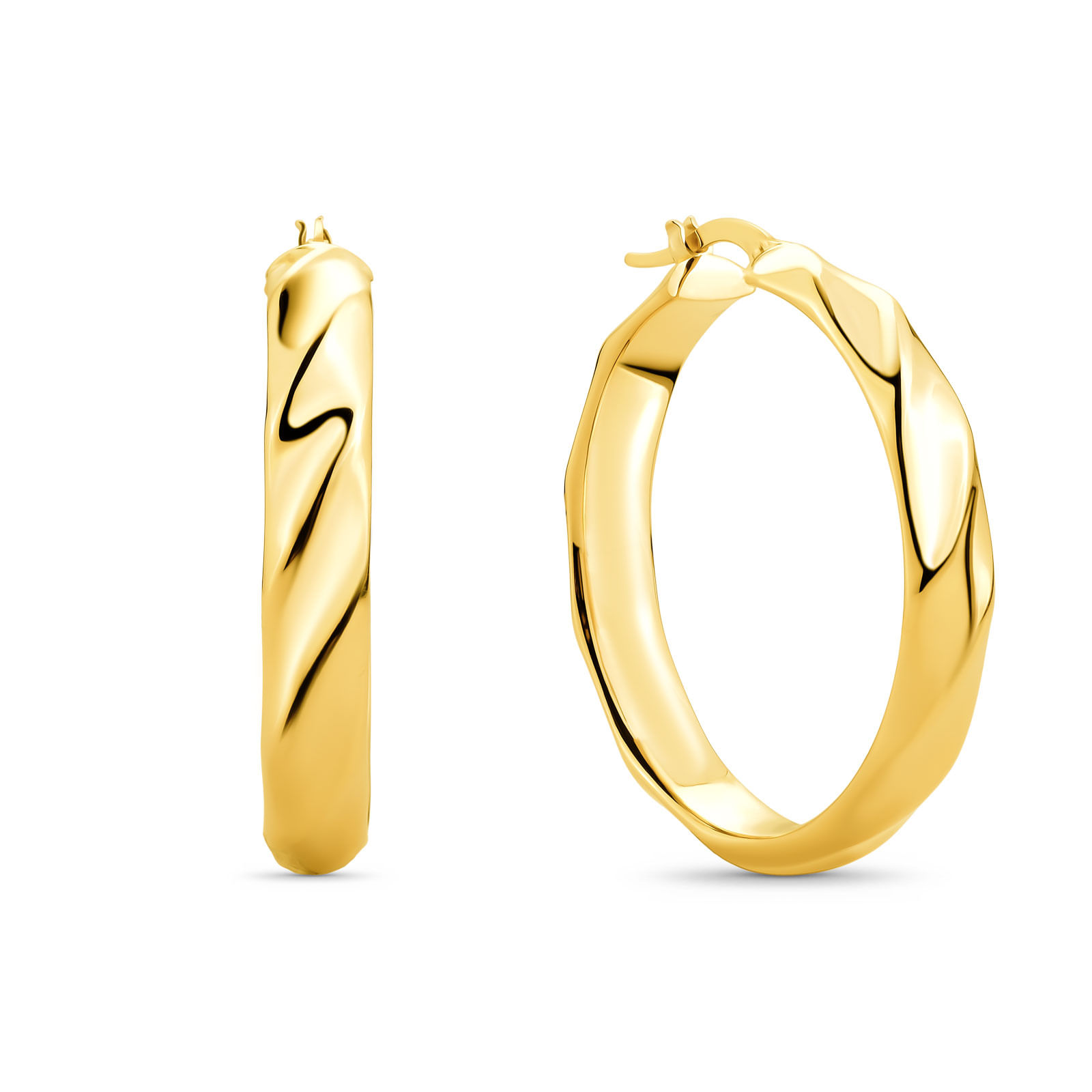 Argola Torcida em Ouro Amarelo 18k, 12,5 mm