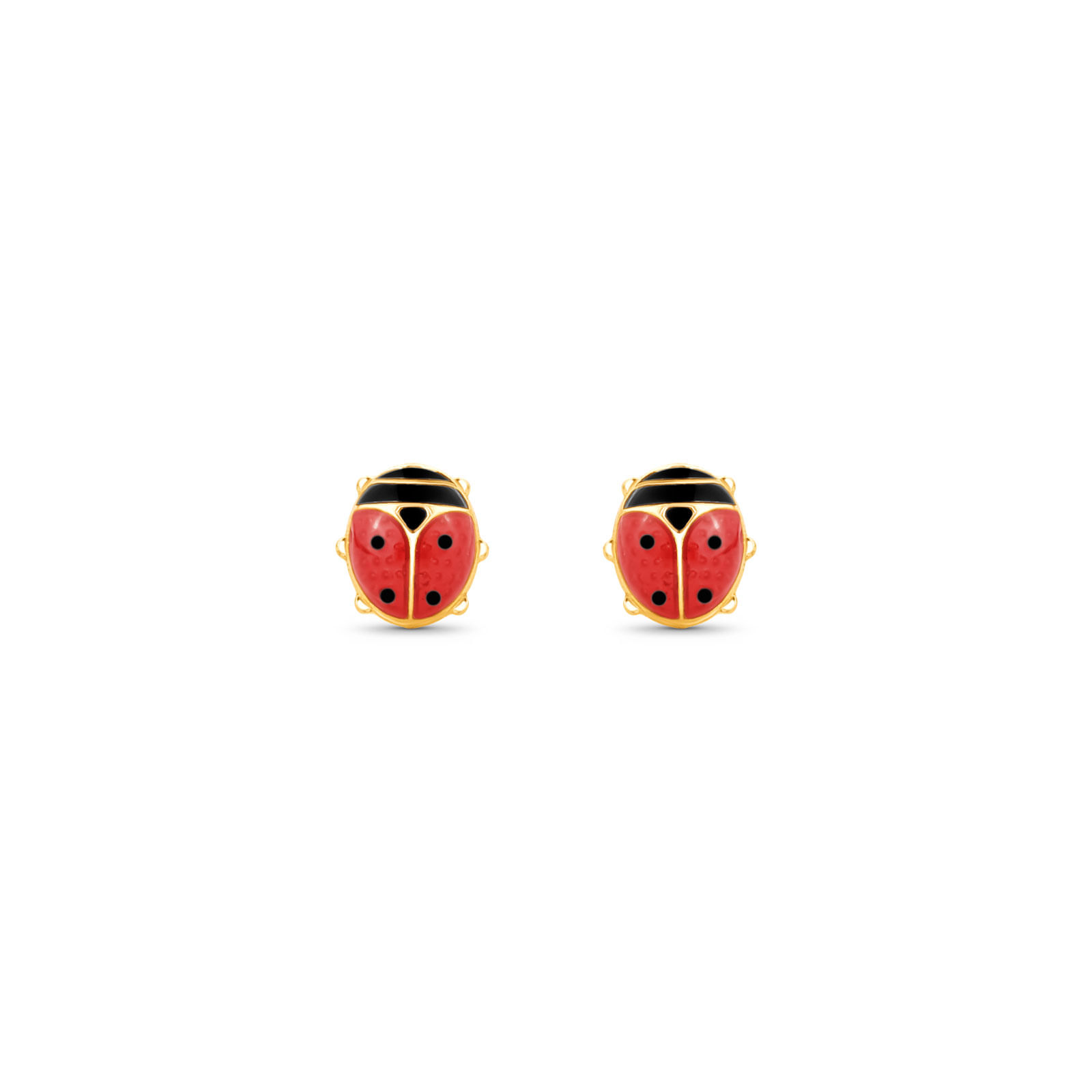 Brinco Baby Joaninha em Ouro Amarelo 18k com Esmalte