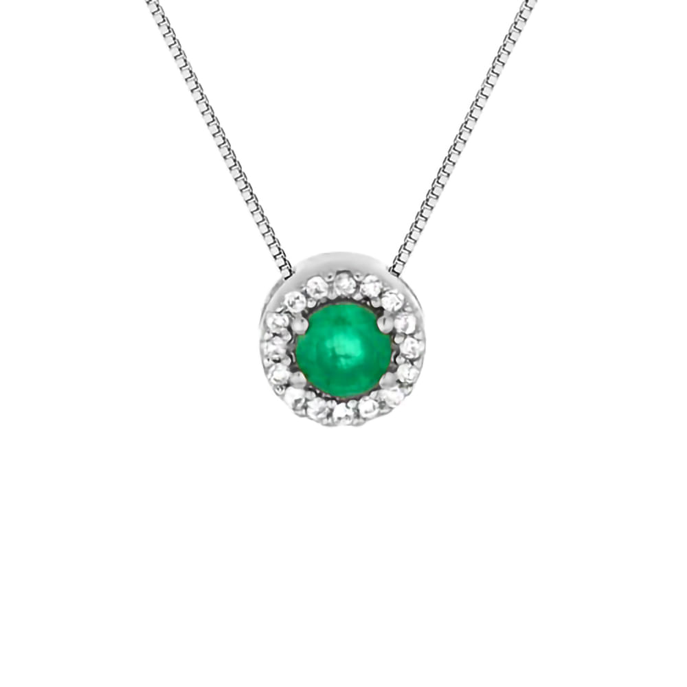 Pingente Classic Oriental em Ouro Branco 18k com Esmeralda e Diamantest