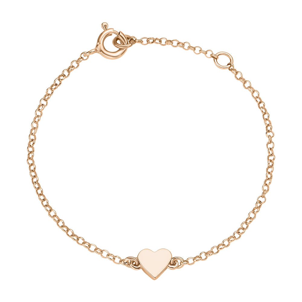 Pulseira Life Mini Me Coração em Liga Rosé com Banho de Ouro Rosé 18k