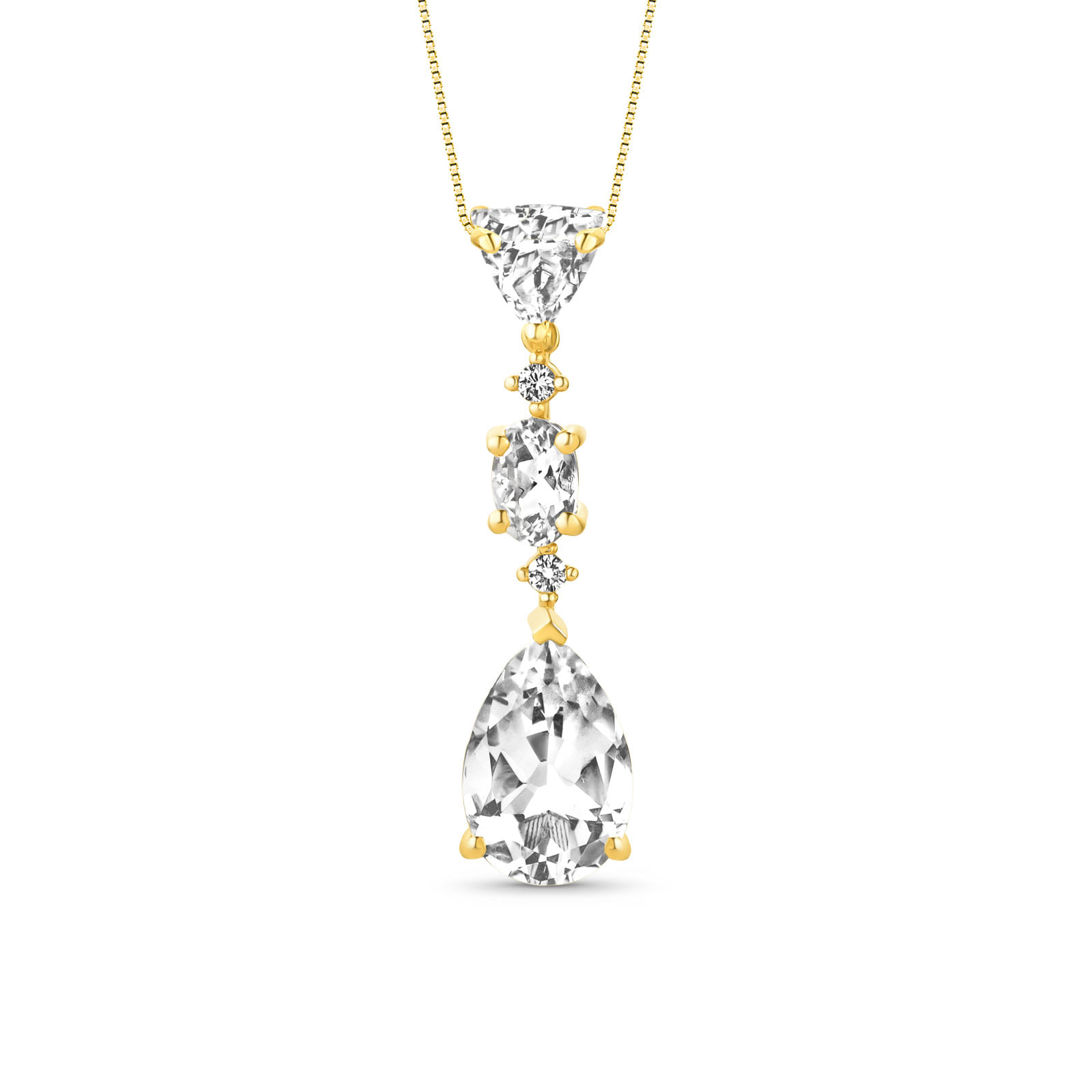 Pingente Florence em Ouro Amarelo 18k com Cristais Naturais e Diamantes 0,05 ct