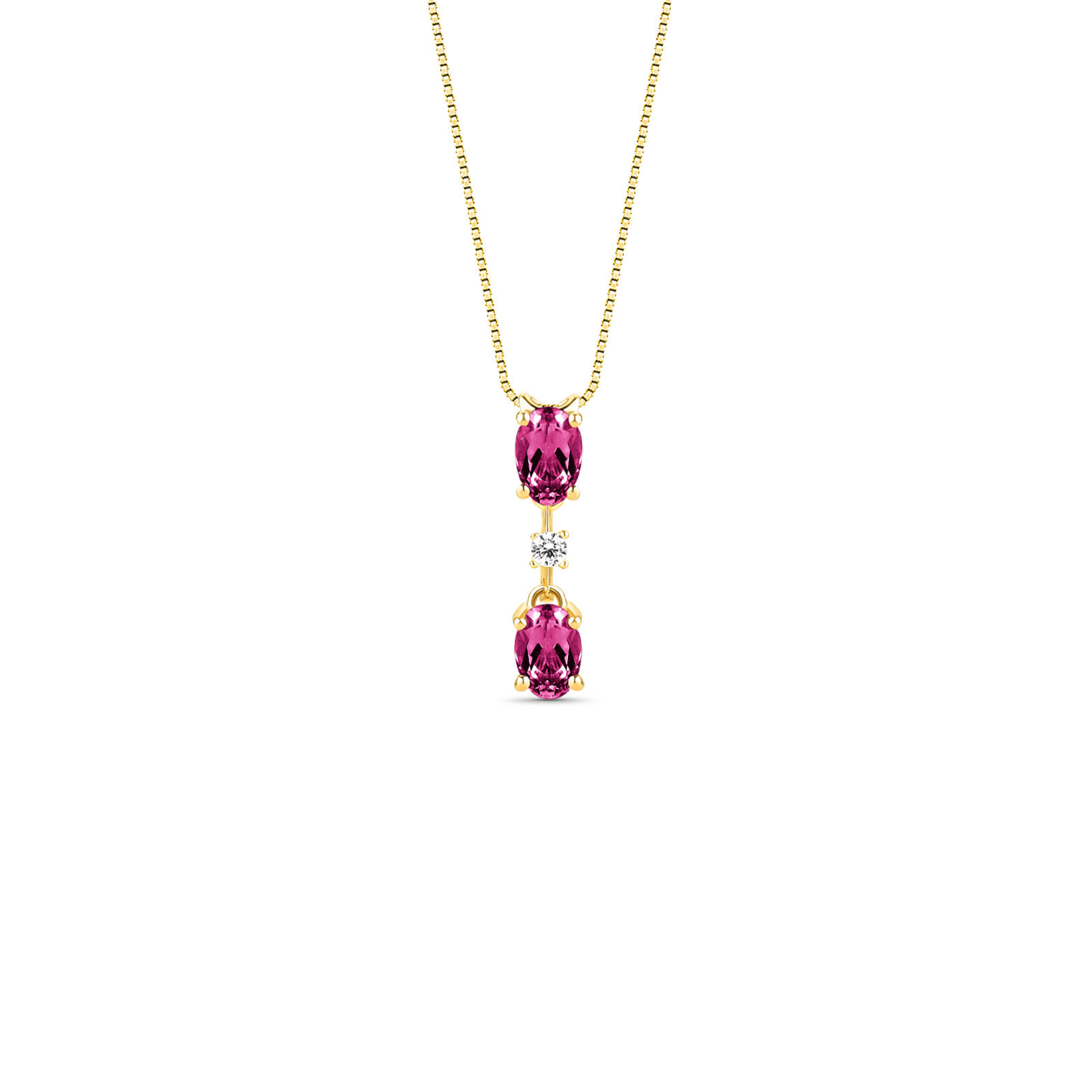 Pingente Duquesa em Ouro Amarelo 18k com Rodolitas e Diamantes 0,04 ct