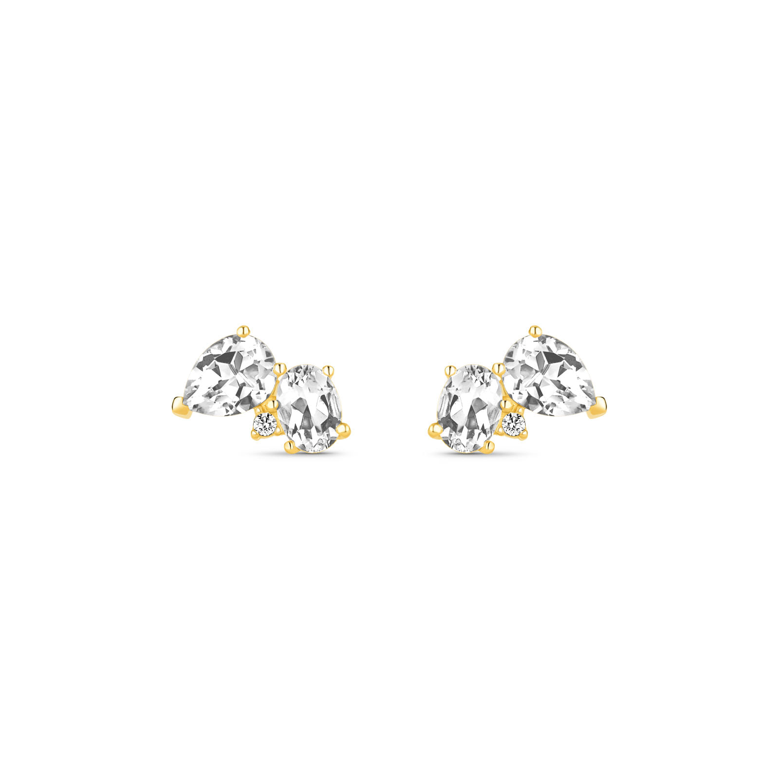Brinco Florence em Ouro Amarelo 18k com Cristais Naturais e Diamante 0,05 ct