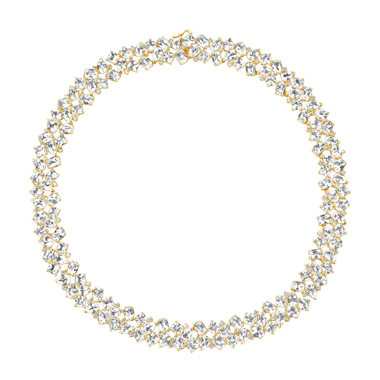 Colar Florence em Ouro Amarelo 18k com Cristais Naturais e Diamantes 1,87 ct, 40 cm