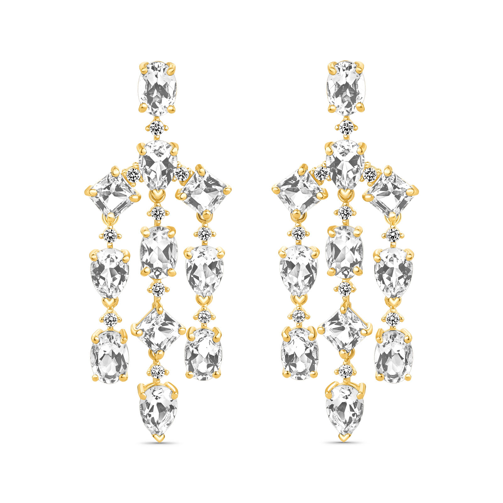 Brinco Florence em Ouro Amarelo 18k com Cristais Naturais e Diamantes 0,52 ct