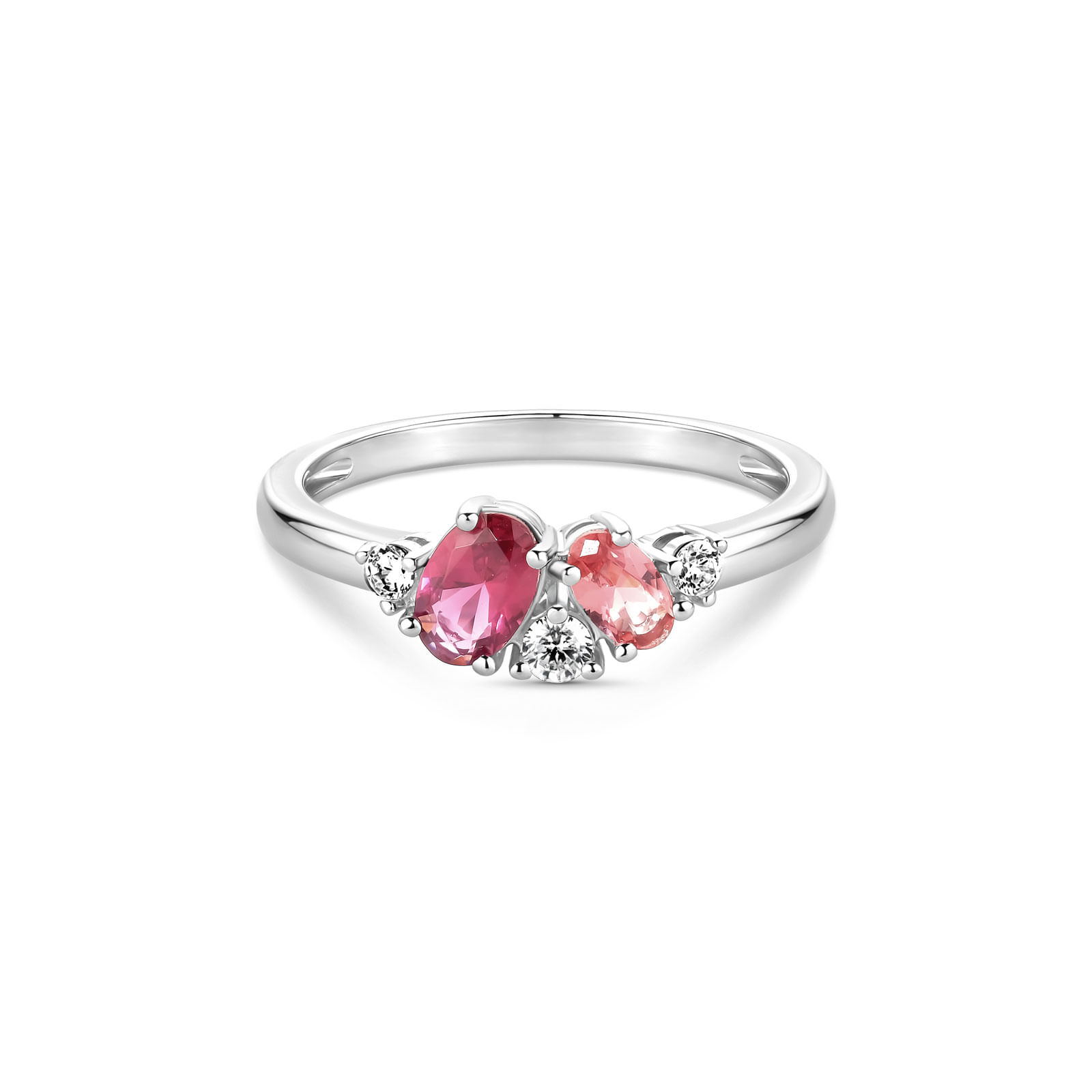 Anel Life Blossom em Prata 925 com Pedras Rosas e Incolores