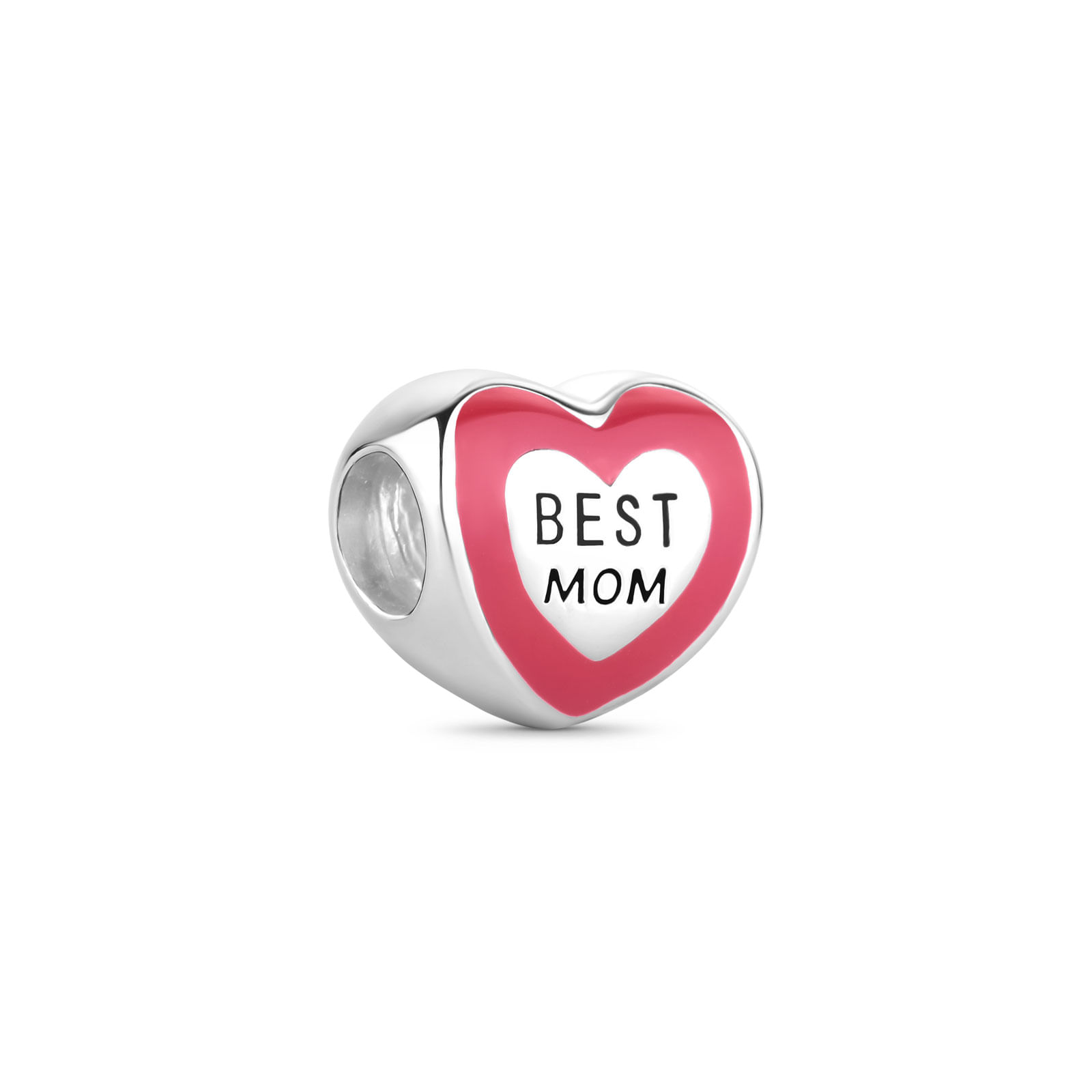 Separador Life Coração Best Mom em Prata 925 com Esmalte