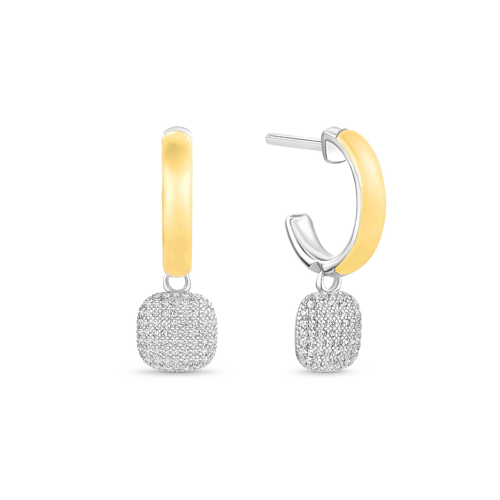 Argola Capri em Prata 925 e Ouro Amarelo 18k com Diamantes 0,62 ct, 13 mm