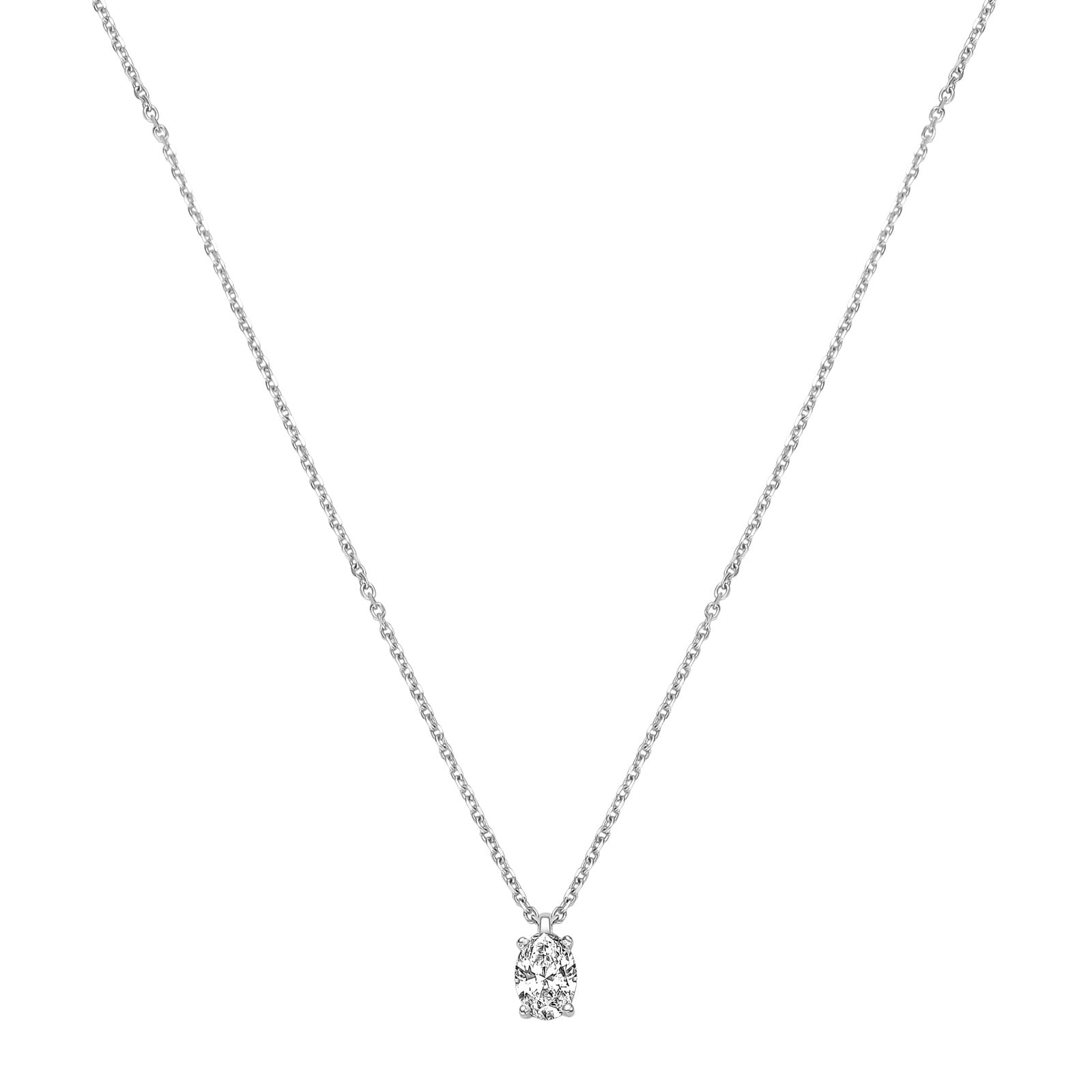 Colar Solitário em Ouro Branco 18k com Diamante, 0,3ct