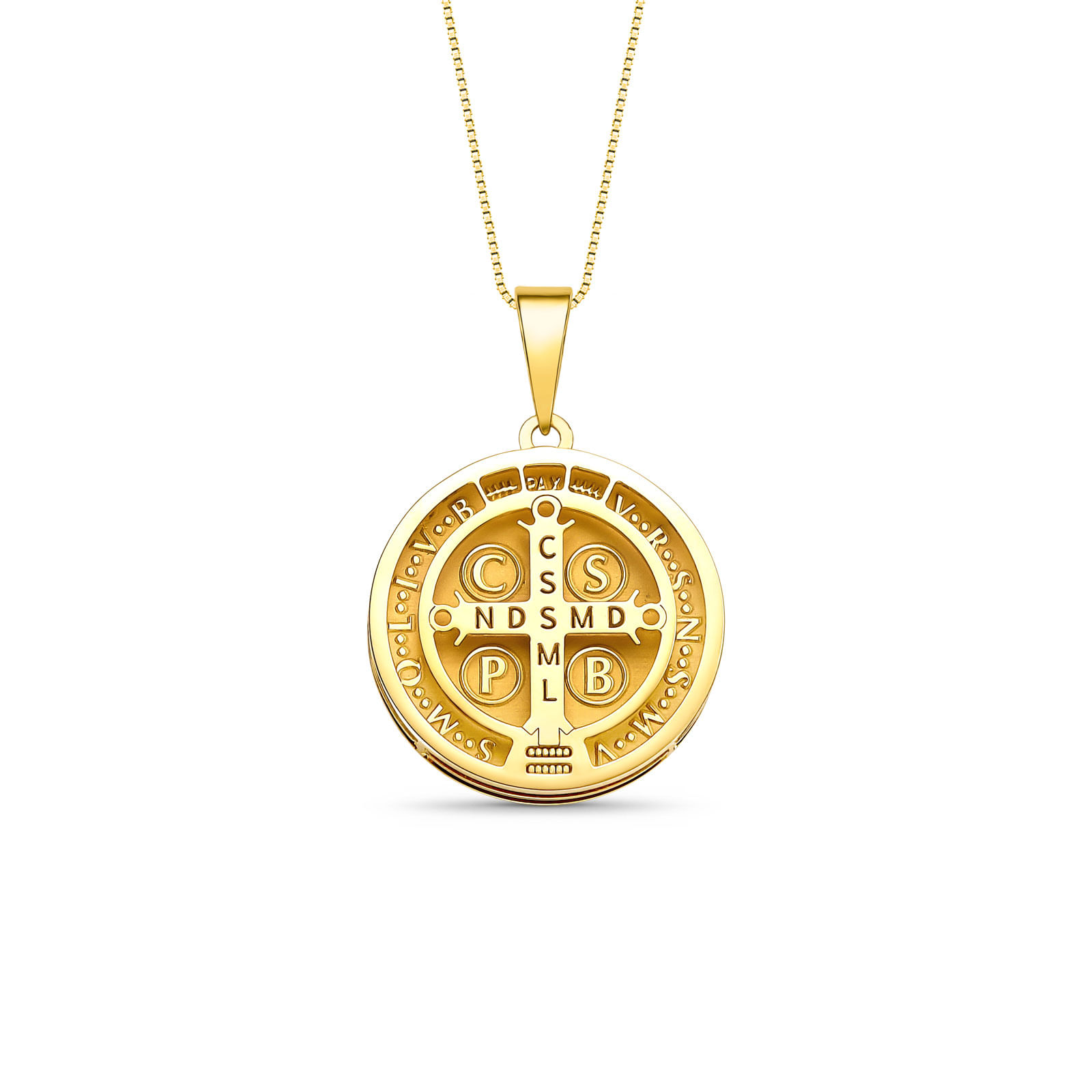 Pingente Medalha São Bento em Ouro Amarelo 18k