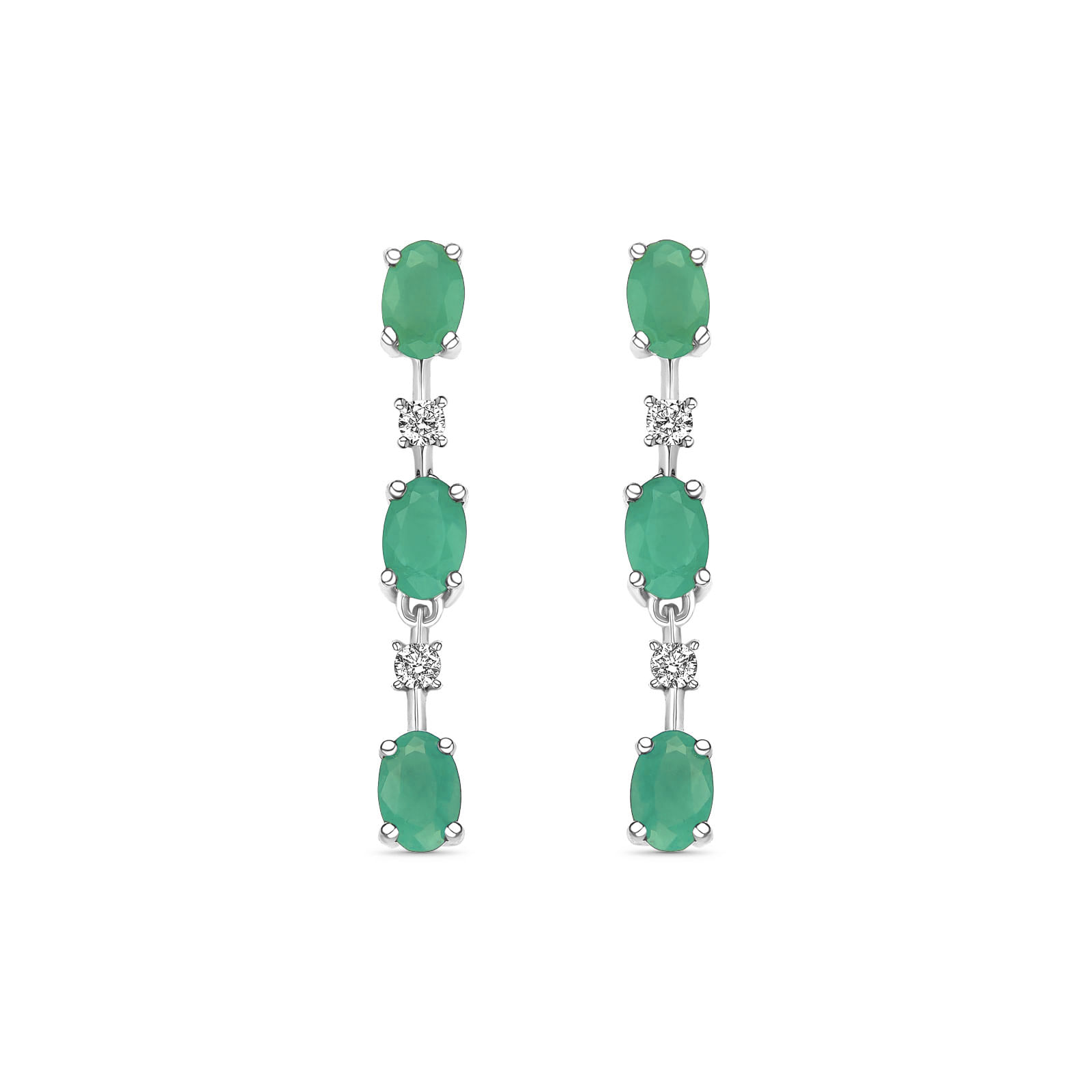 Brinco Duquesa em Ouro Branco 18k com Esmeraldas e Diamantes 0,18 ct