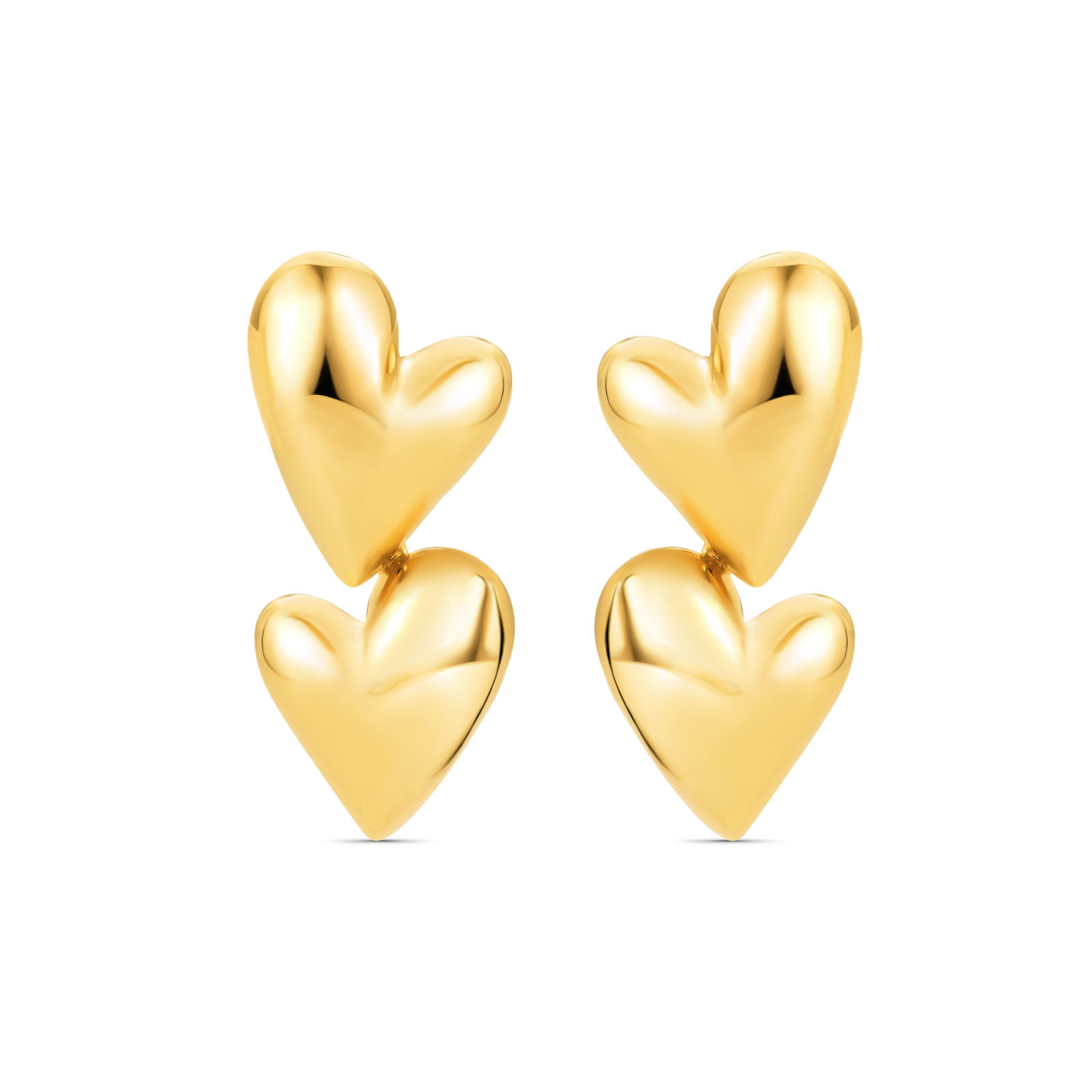 Brinco Life Galaxy II Corações em Prata 925 com Banho de Ouro Amarelo 18k