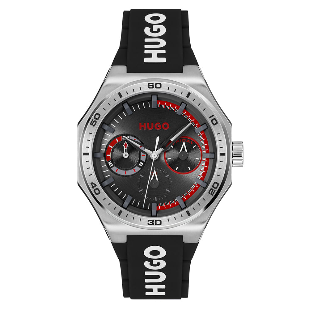 Relógio Hugo Masculino Borracha Preto 1530397