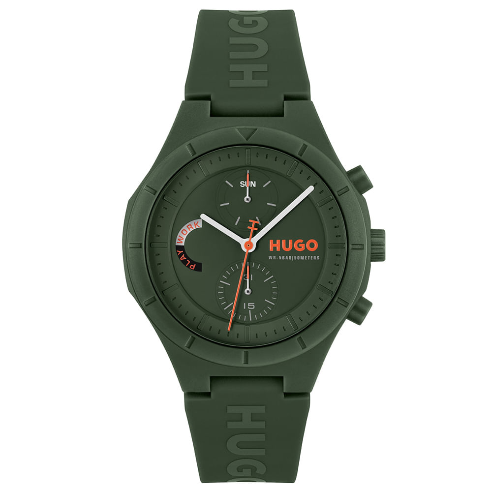 Relógio Hugo Masculino Borracha Verde 1530403