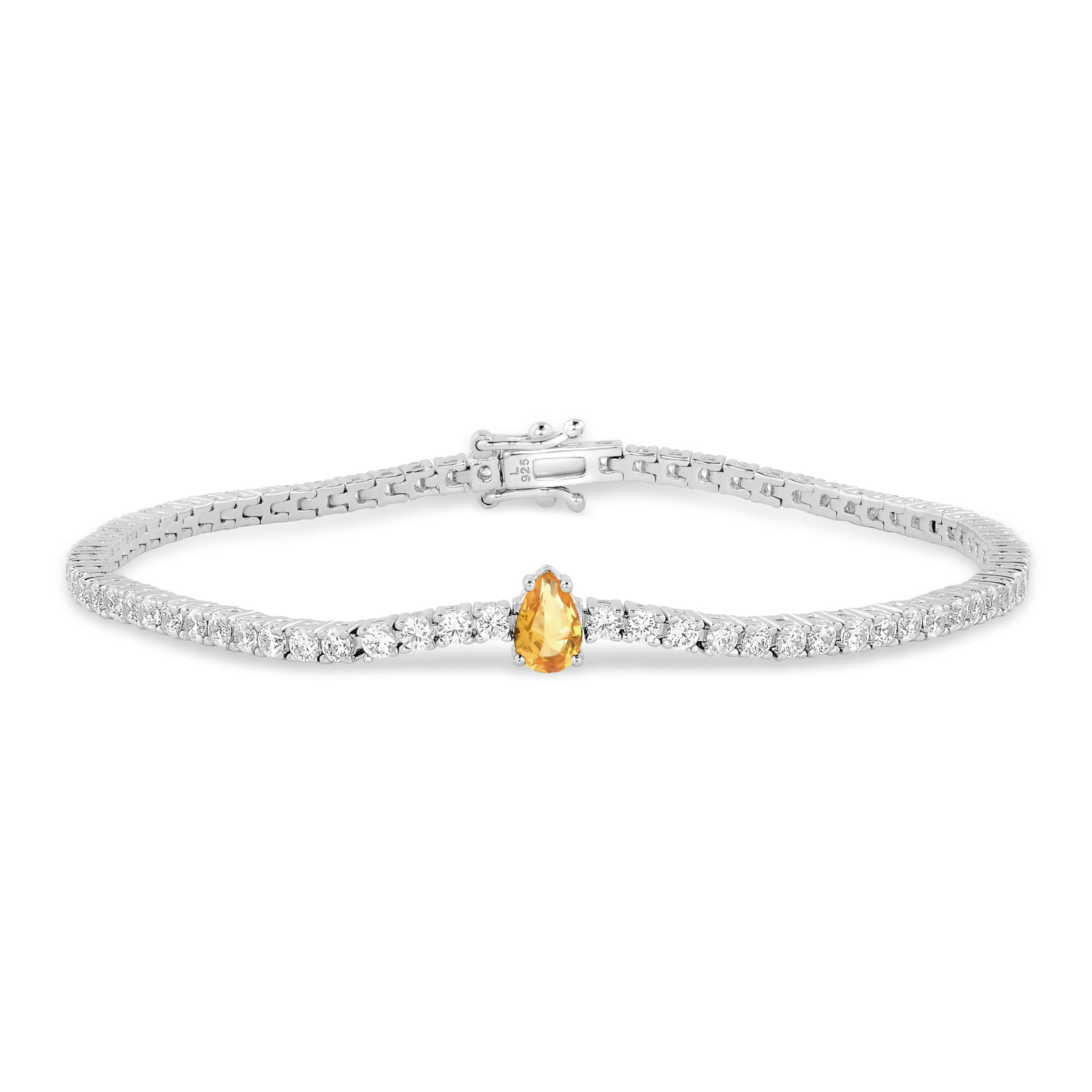 Pulseira Life Sunna em Prata 925 com Pedras Amarelas