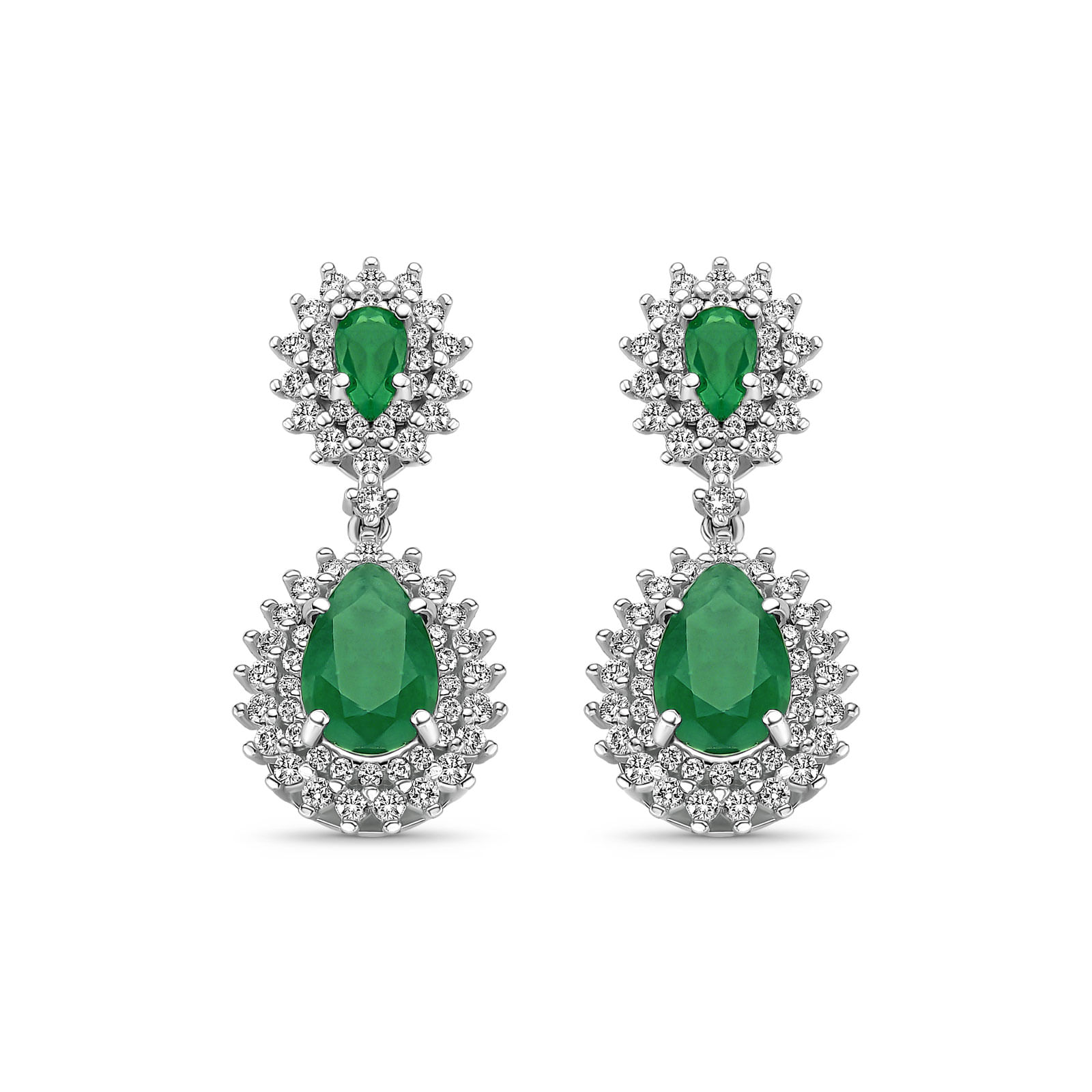 Brinco Classic em Ouro Branco 18k com Esmeralda e Diamantes 1,55 ct