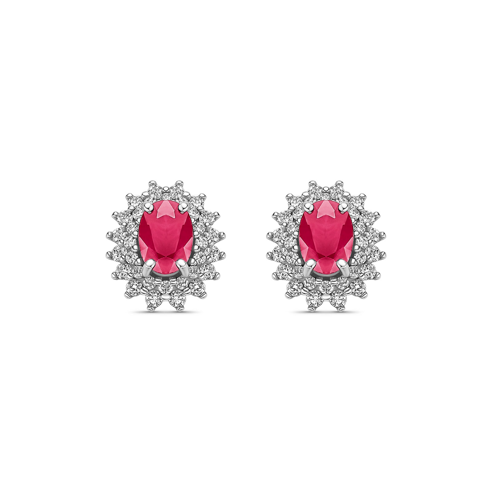 Brinco Classic em Ouro Branco 18k com Rubi e Diamantes, 0,7 ct