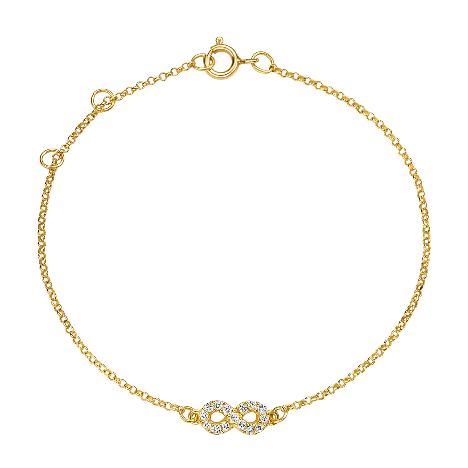 Pulseira Icones Infinito em Ouro Amarelo 18k com Diamantes 0,07 ct