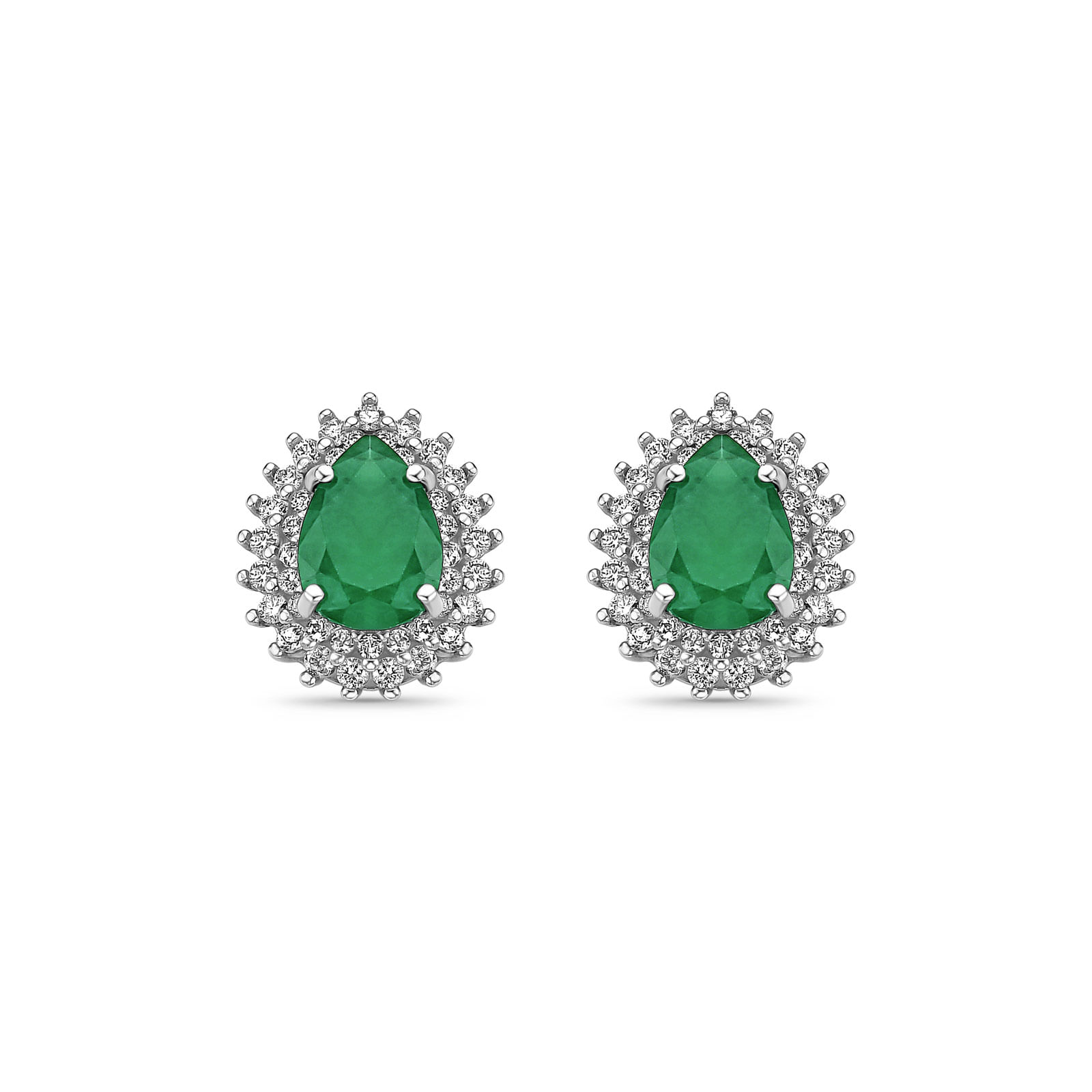 Brinco Classic Gota em Ouro Branco 18k com Esmeralda e Diamantes 0,92 ct