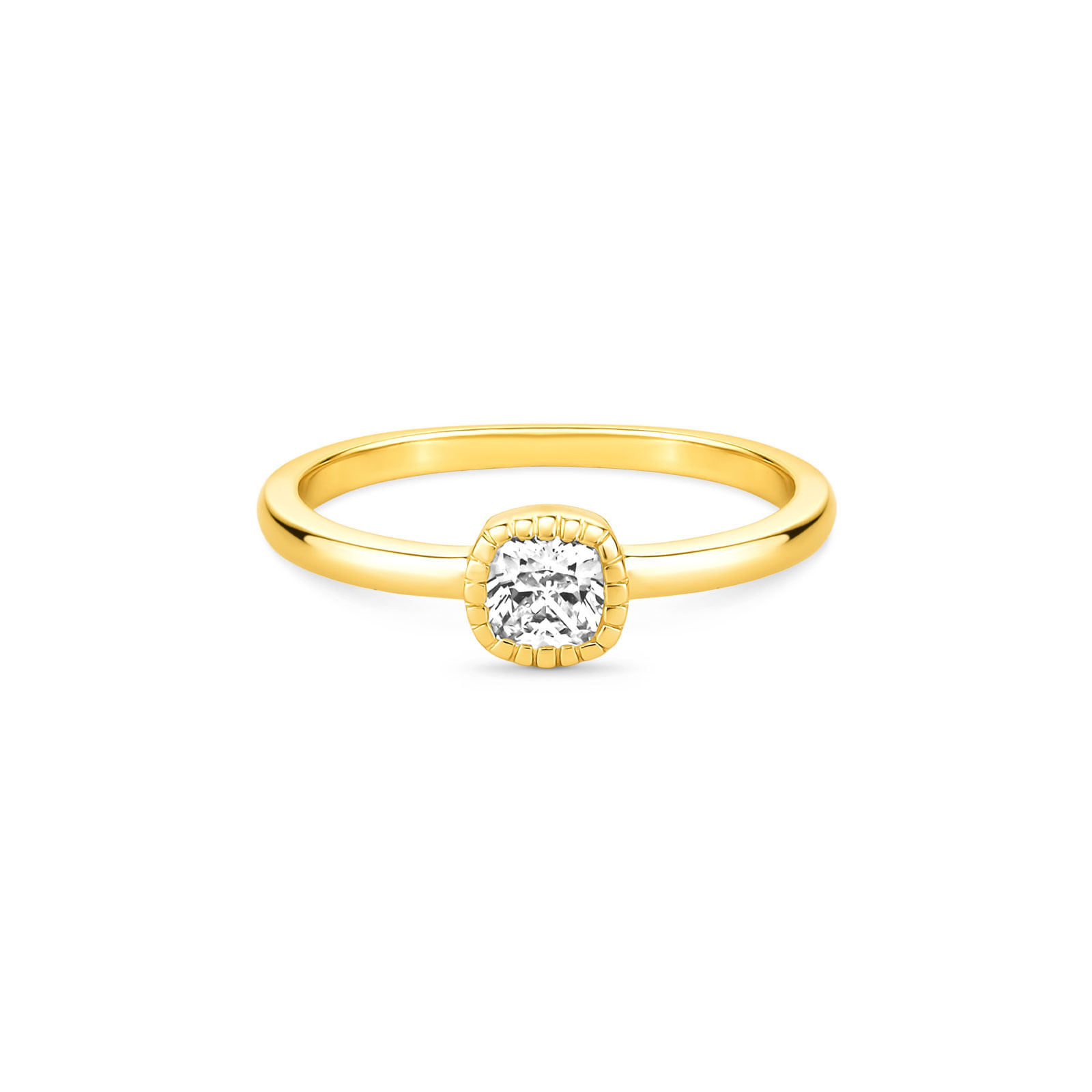 Anel Life Una em Prata 925 com Banho de Ouro Amarelo 18k e Pedras Incolores