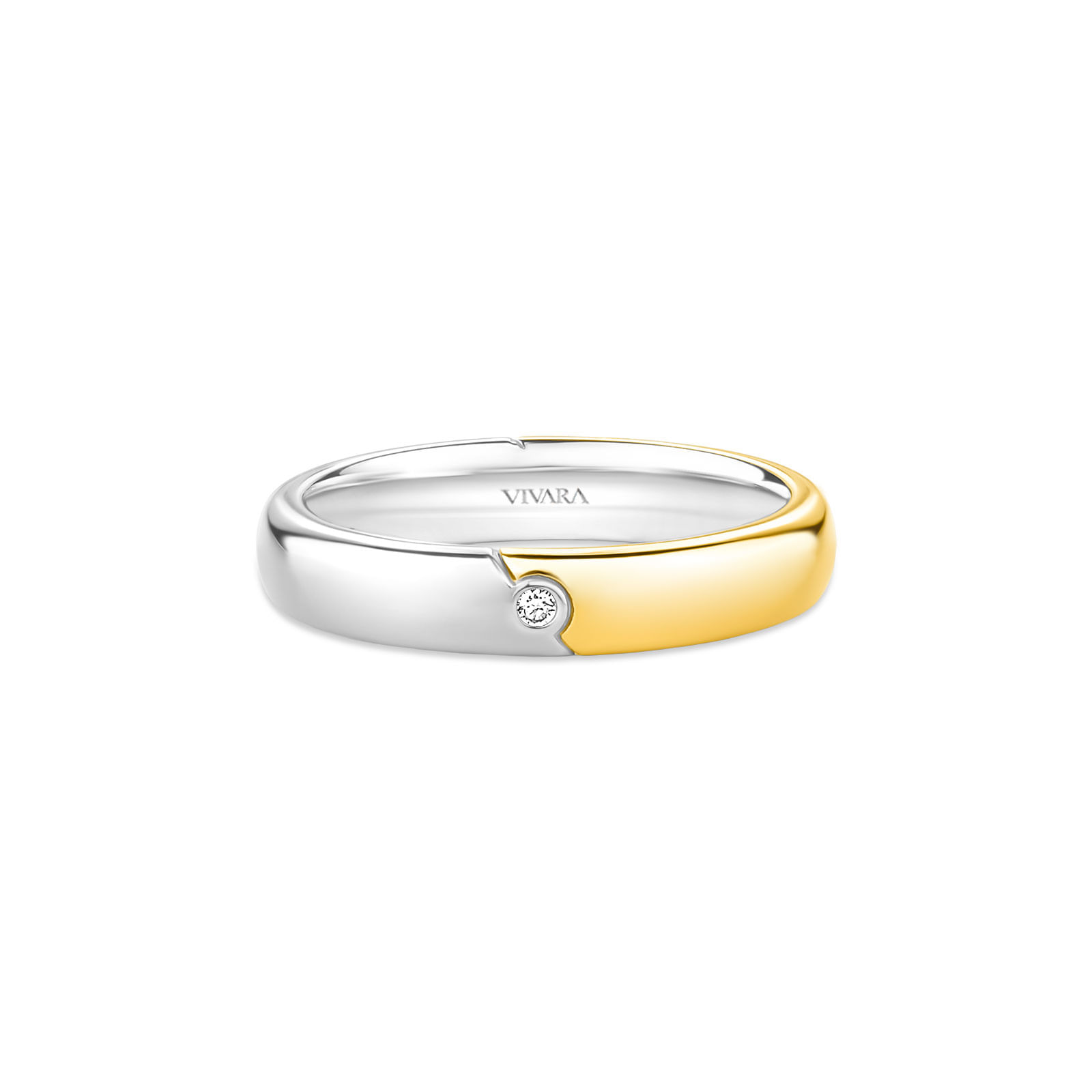 Anel Especial Date em Prata 925 e Ouro Amarelo 18k com Diamante 0,01ct