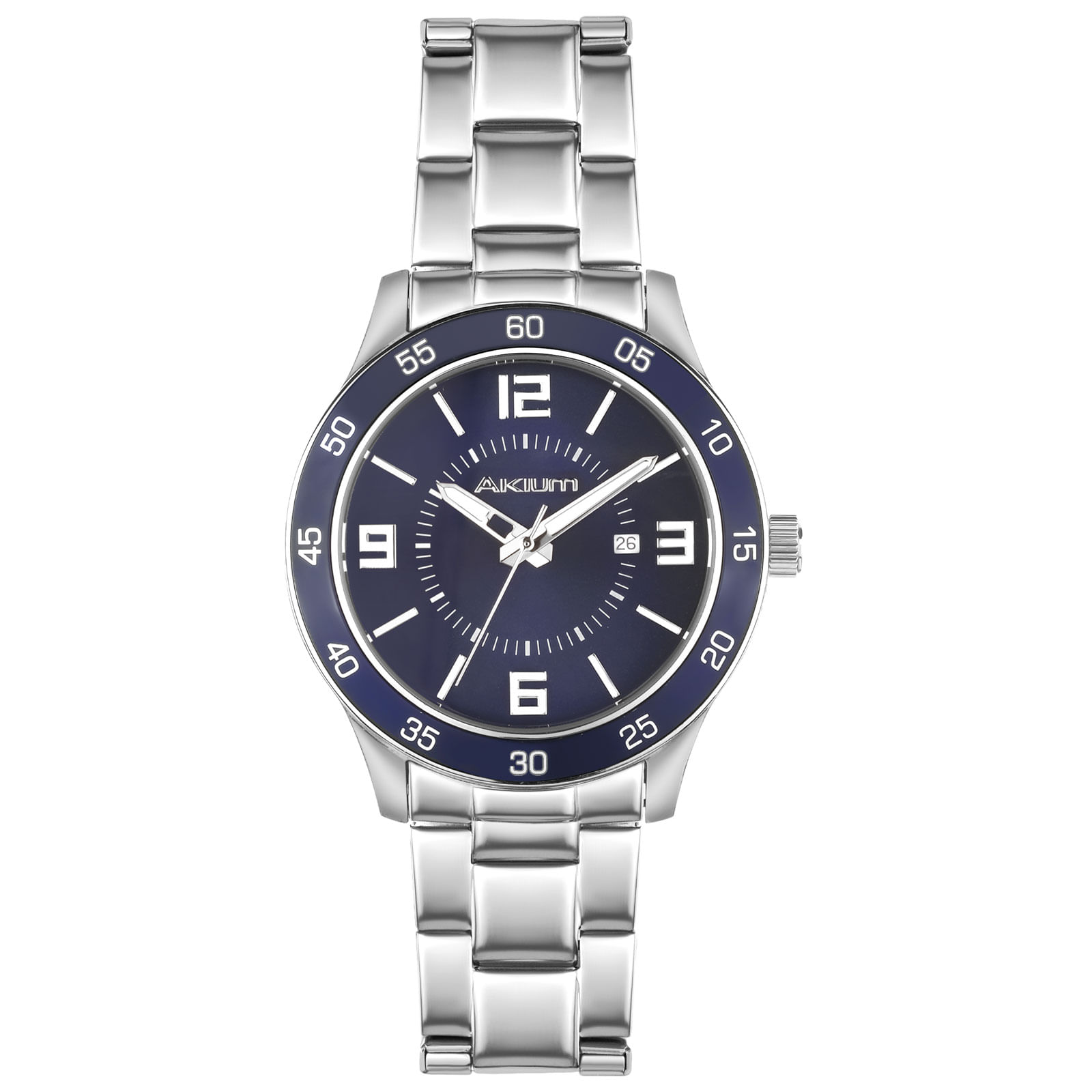 Relógio Akium Masculino Aço Prateado