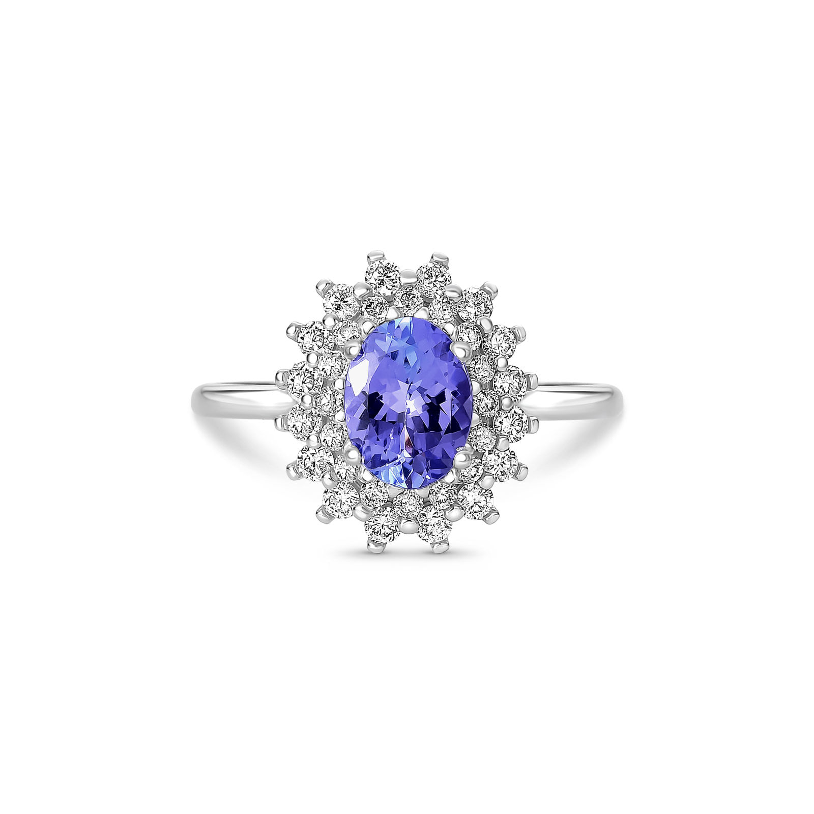 Anel Classic em Ouro Branco 18k com Tanzanita e Diamantes 0,39 ct