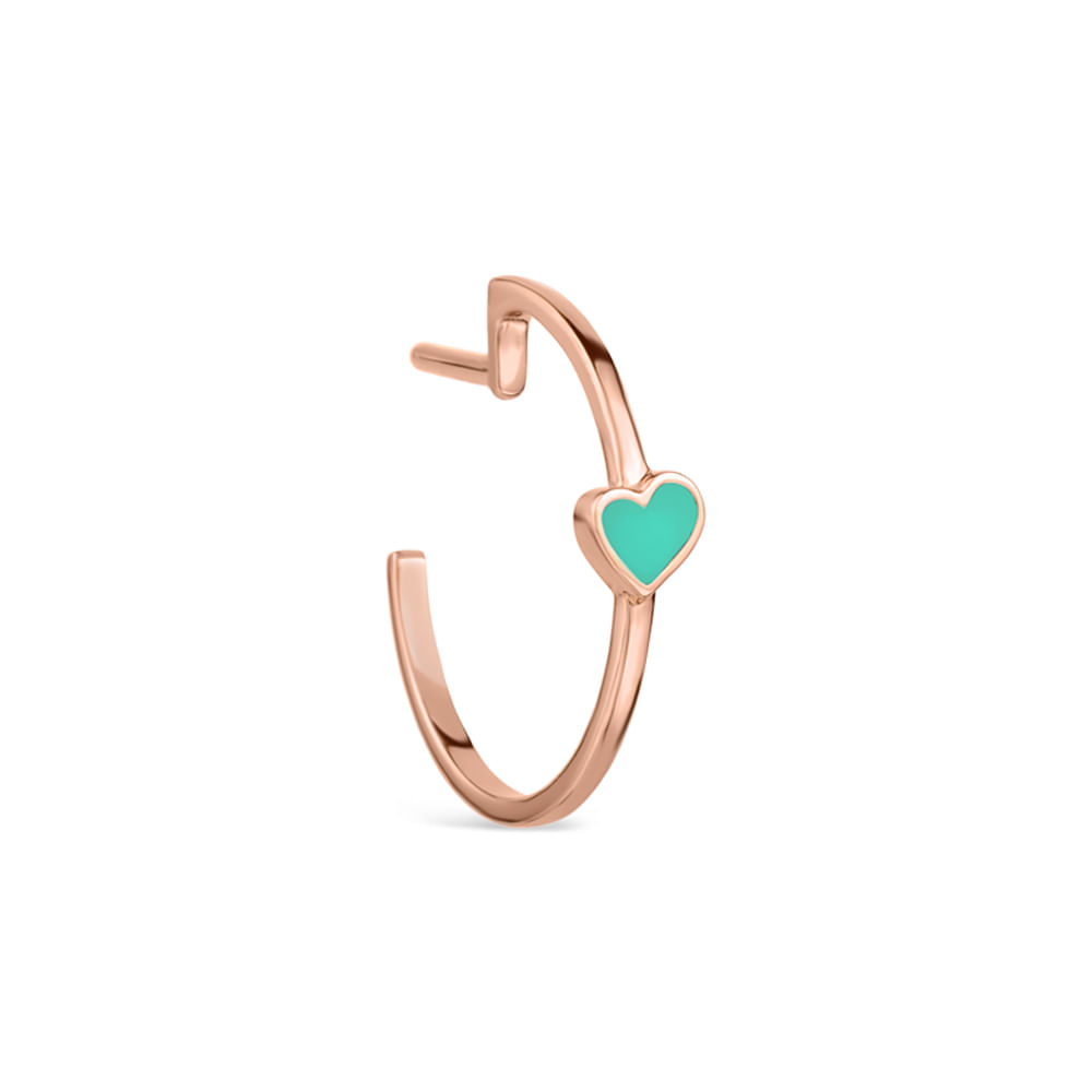 Argola Única Life Coração Esmaltado Com Banho Ouro Rosé, 26mm