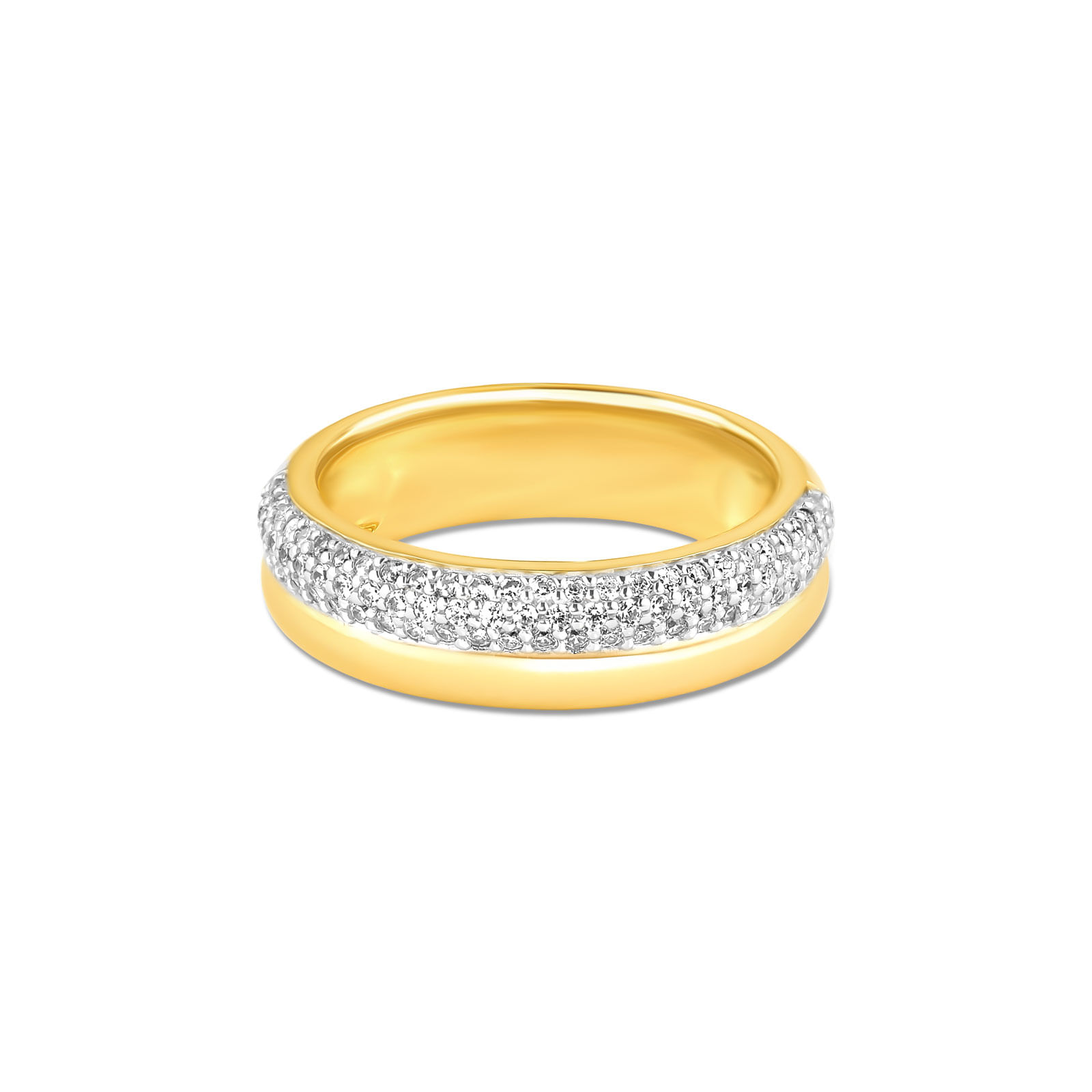 Anel Life Luxe em Prata 925 com Banho de Ouro Amarelo 18k com Pedras Incolores