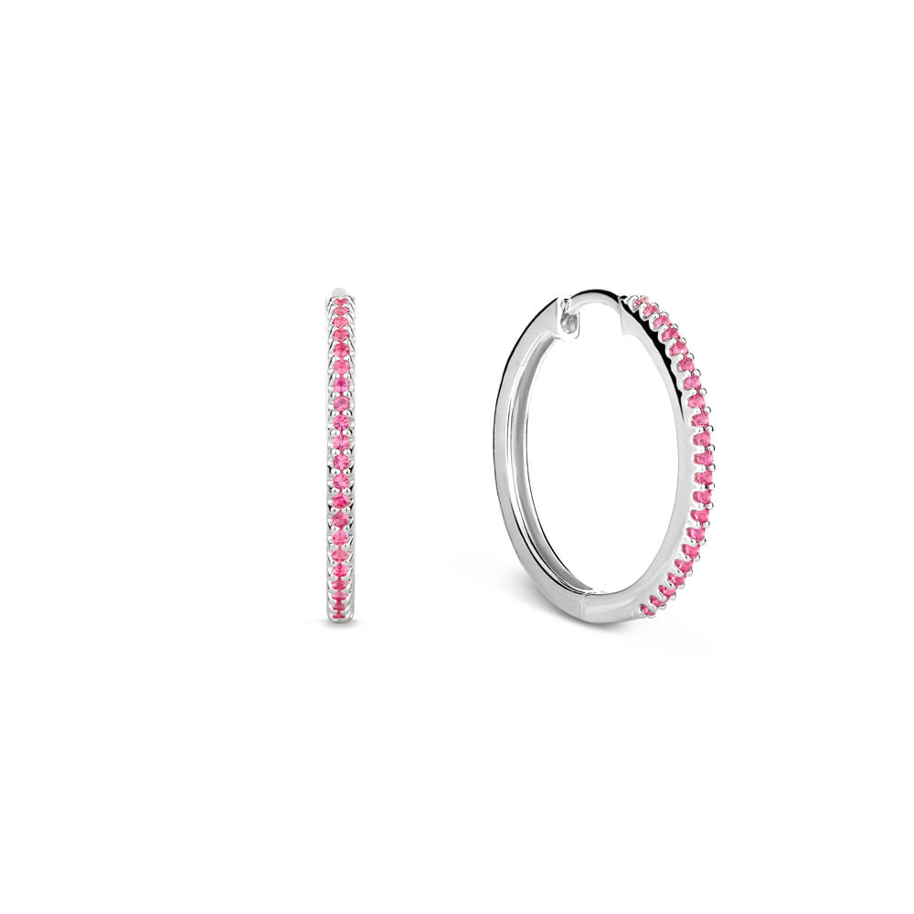 Argola Life Pavê Rosa 18 mm