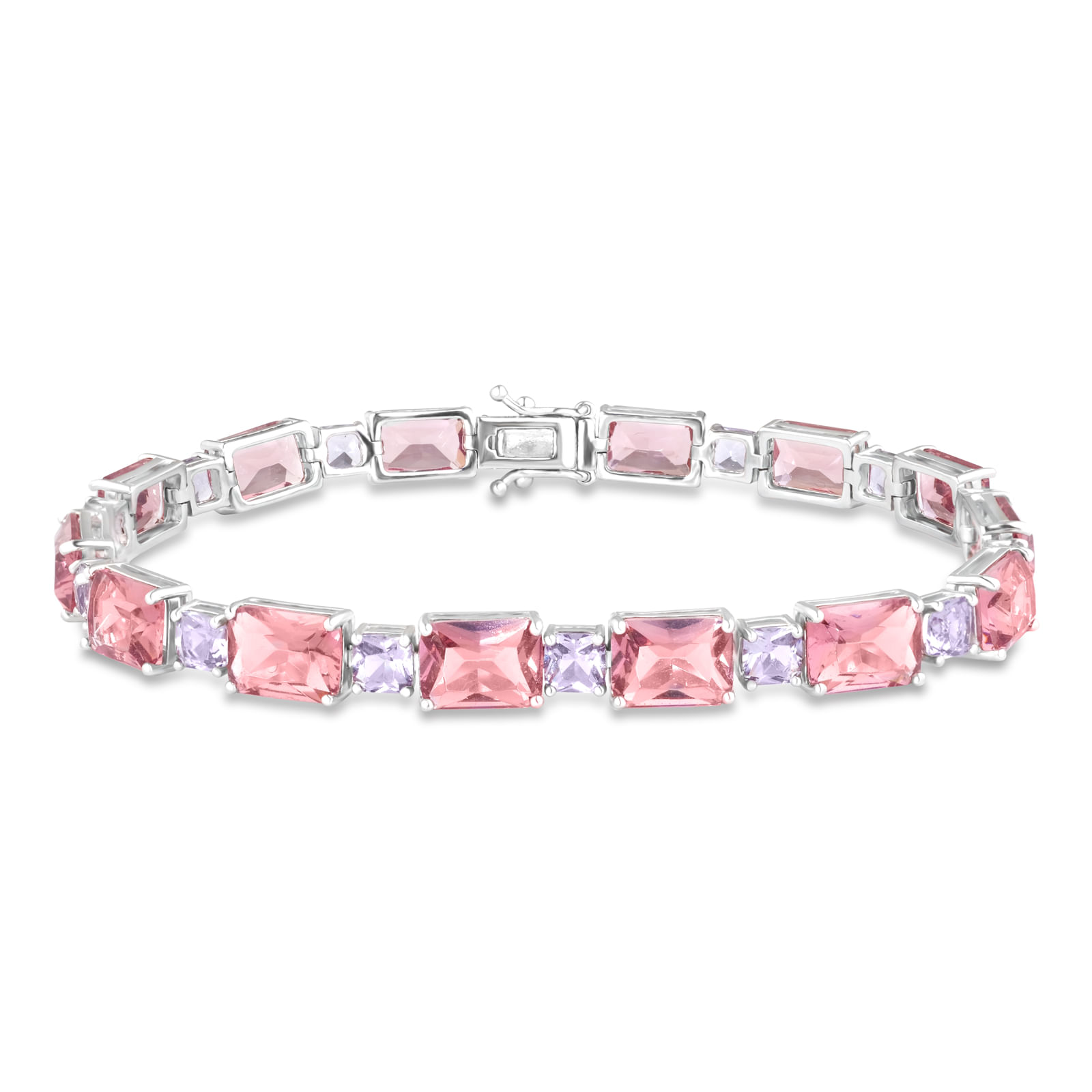 Pulseira Life Colors II em Prata 925 com Cristais Rosas e Roxos