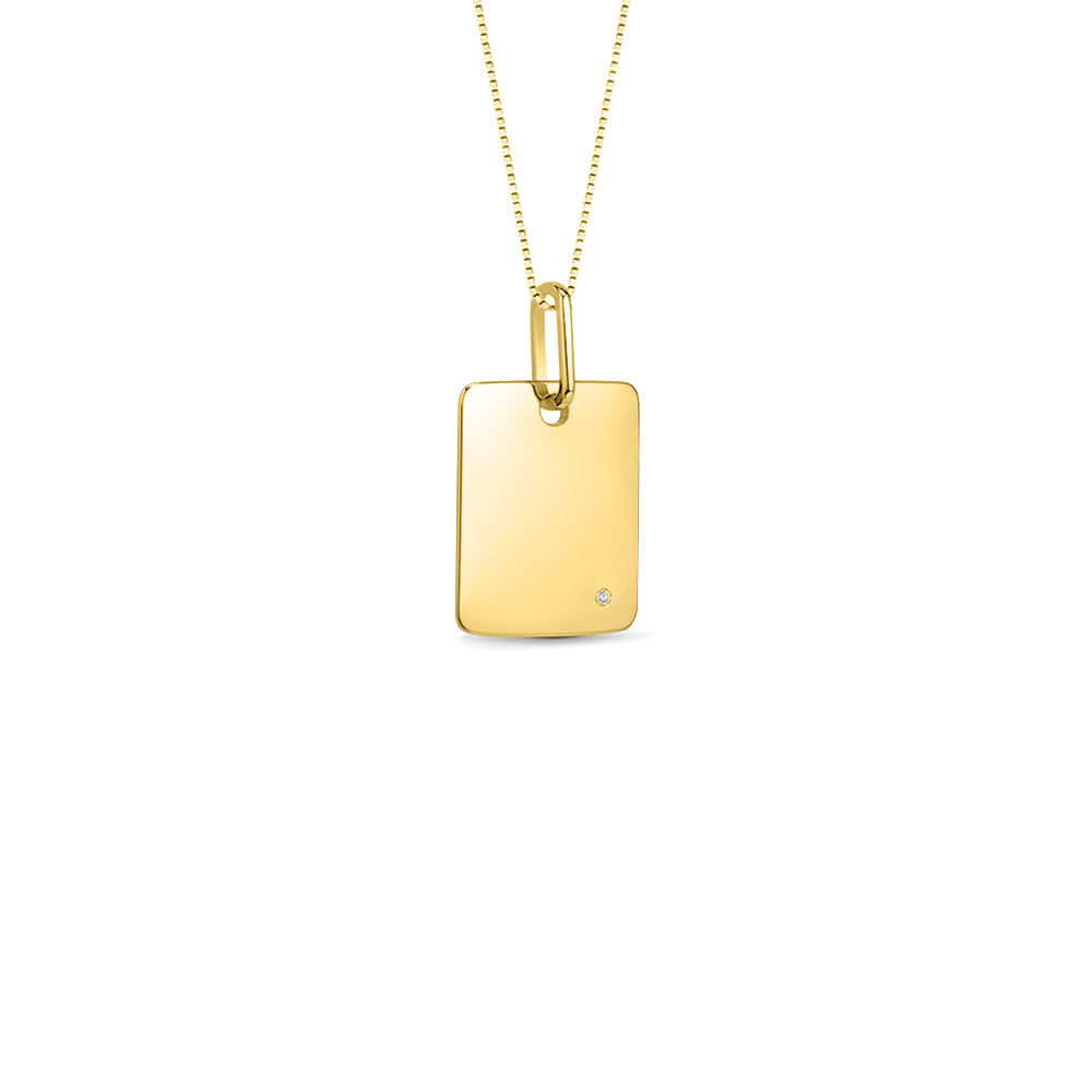 Pingente Personalizável em Ouro Amarelo 18k com Diamante, 20mm