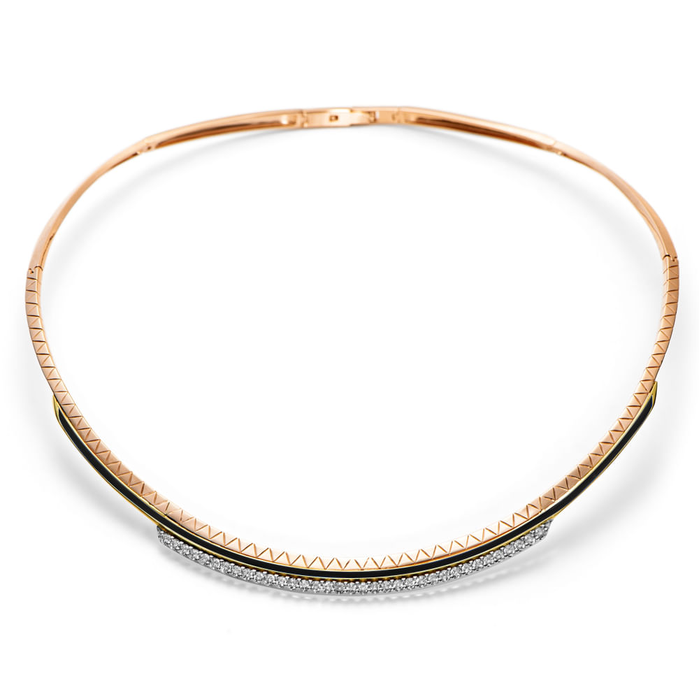 Colar Icona em Ouro Amarelo, Ouro Branco e Ouro Rosé 18k com Diamantes, 38cm