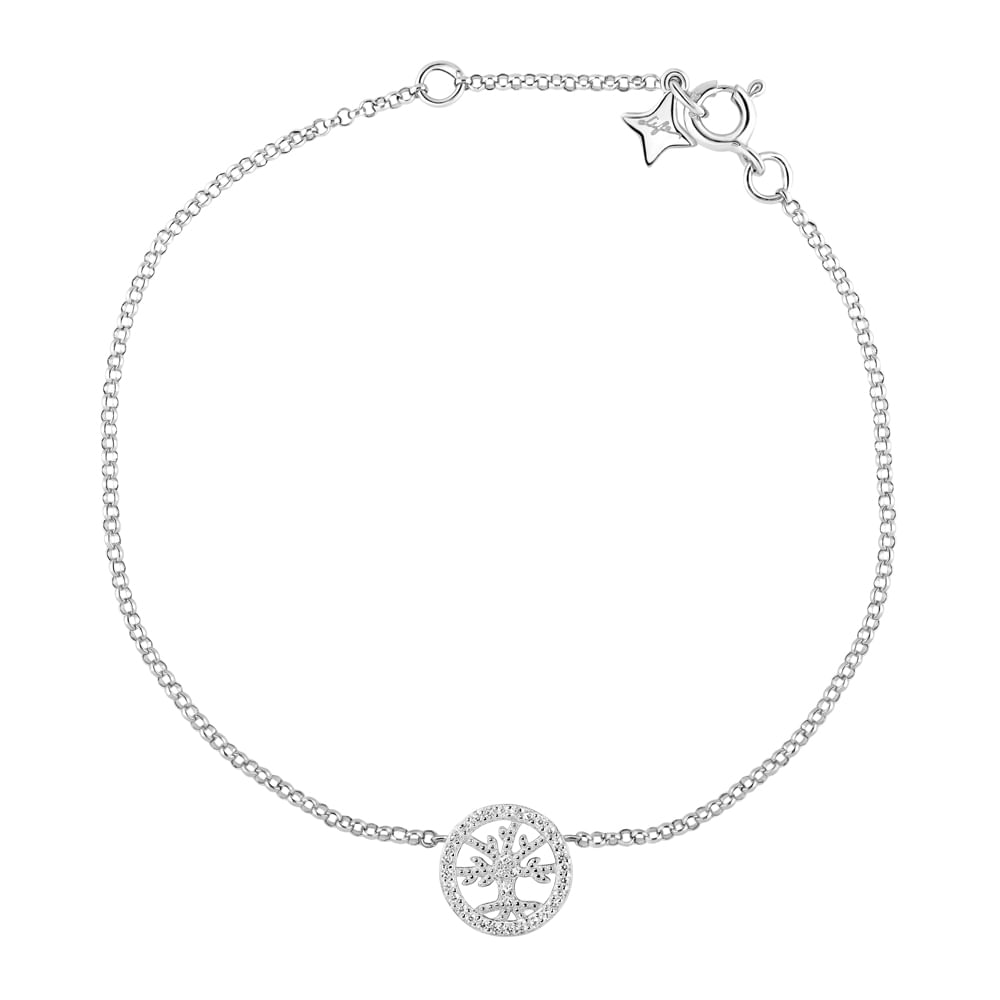 Pulseira Life Forever Árvore Prata Cravejado