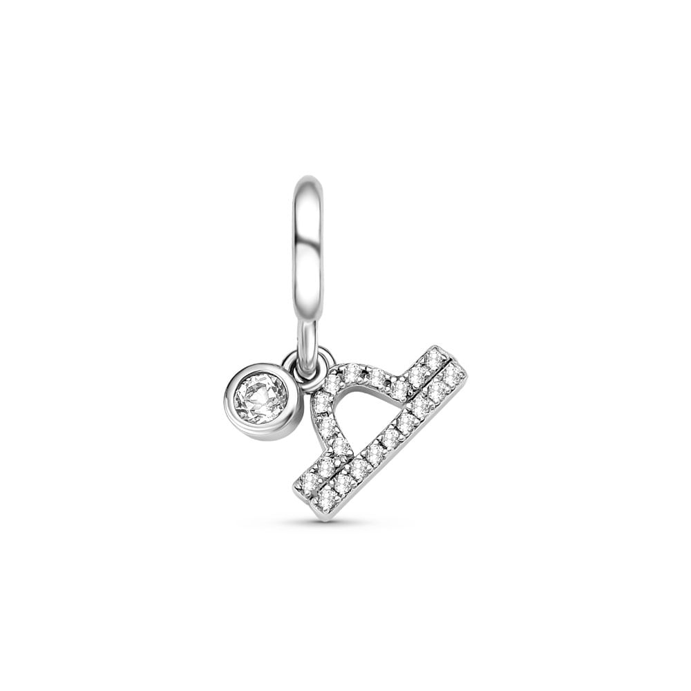 Pingente Life Signo Libra em Prata 925 com Topázios Incolores