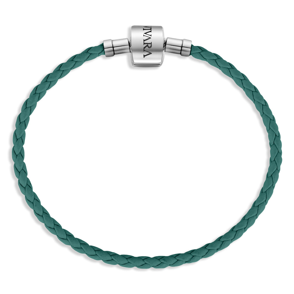 Pulseira Life em Couro Verde com Prata 925