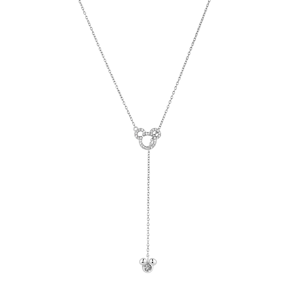 Colar Life Disney Gravatinha Mickey em Prata 925 com Pedras Incolores