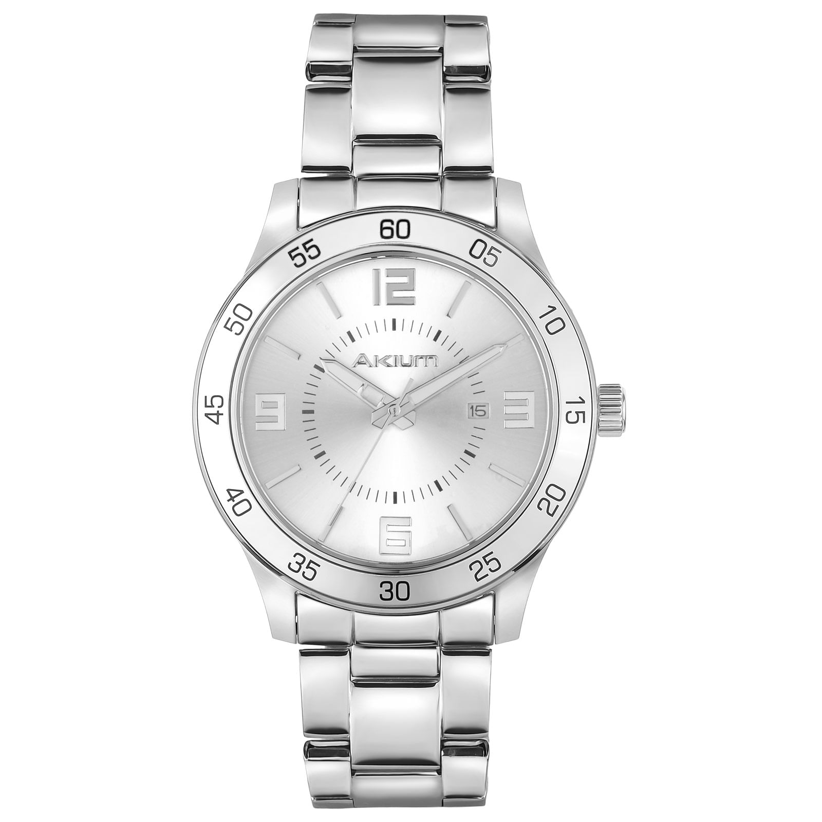 Relógio Akium Masculino Aço Prateado