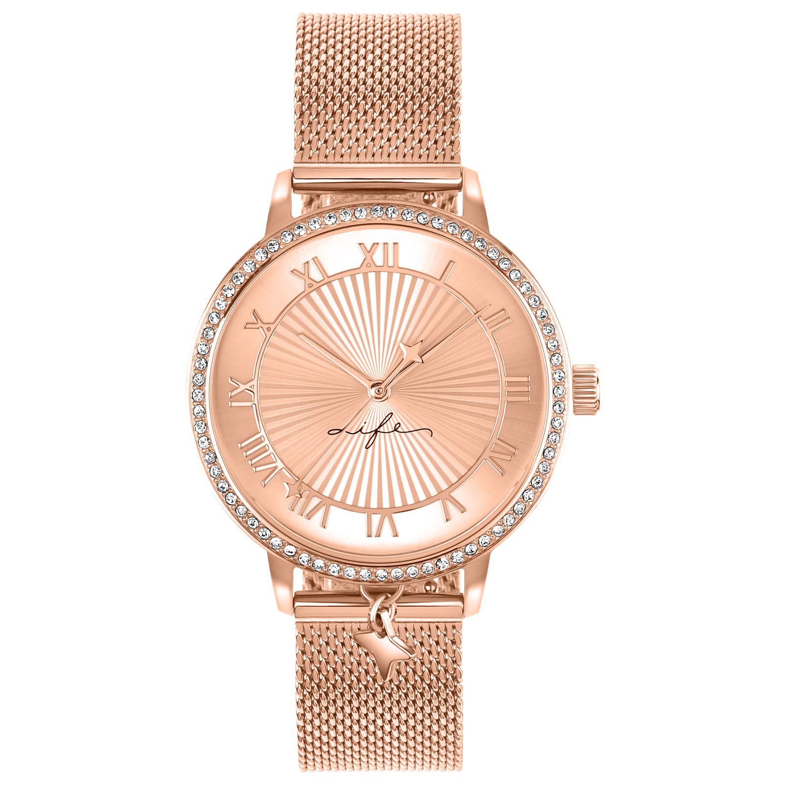 Relógio Life Feminino Aço Rosé