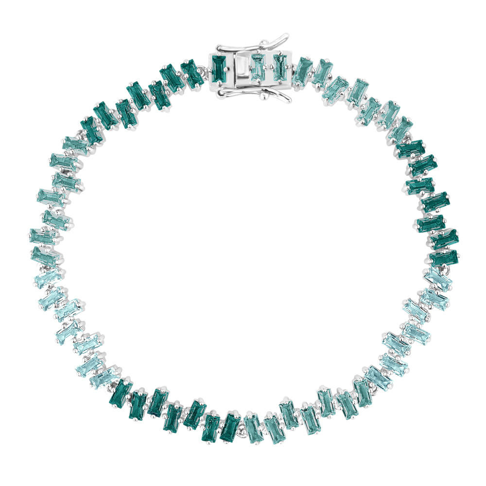 Pulseira Life Aurora II em Prata 925 com Pedras Verdes