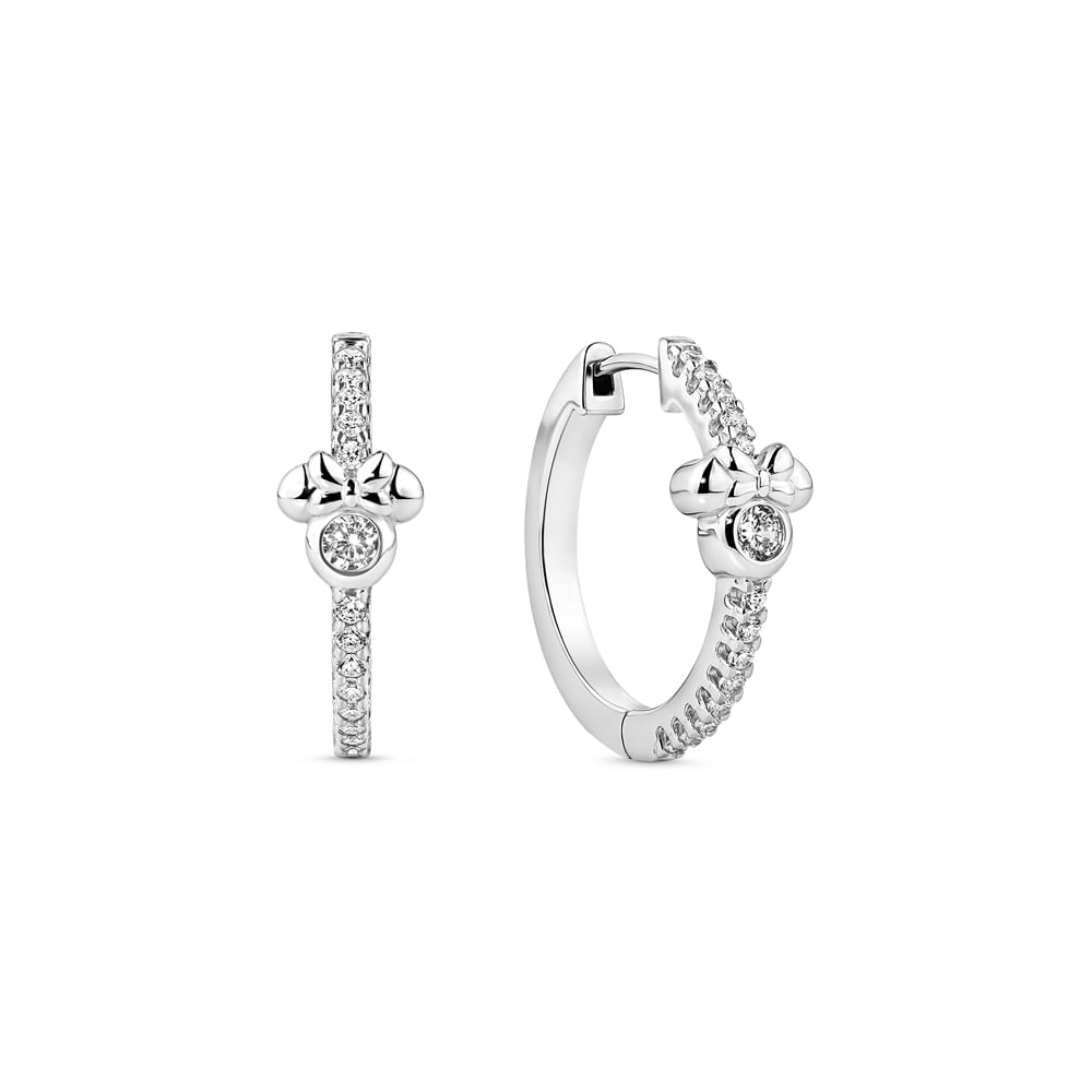 Argola Life Minnie Prata Cravejado 22 mm