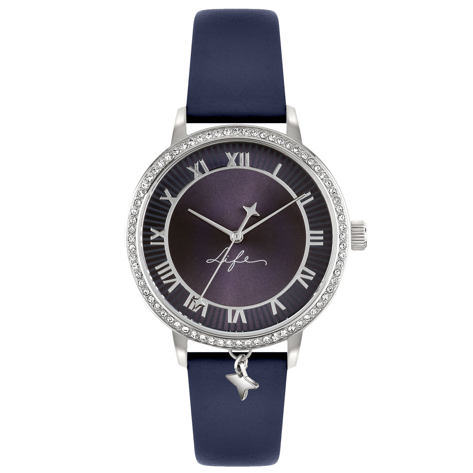 Relógio Life Star Feminino Couro Roxo