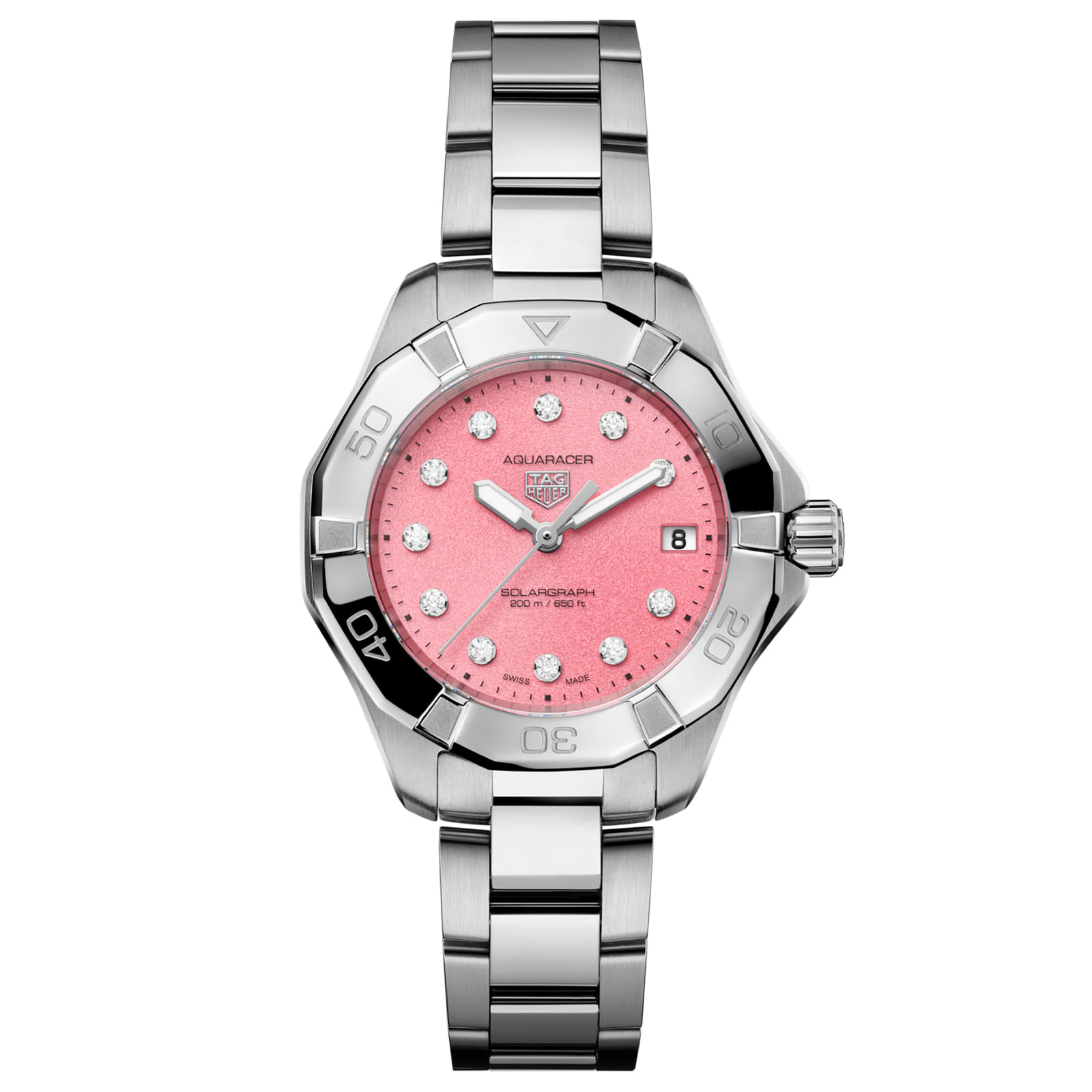Relógio Tag Heuer Aquaracer Feminino Aço Prateado com Diamantes Automatico WBP1318.BA0005